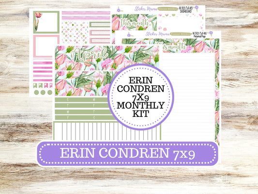 ERIN CONDREN Monthly Kit-3121 || 7X9 ||  Easter Petals Monthly  - 7x9 EC Any Monthly Kit - Mushroom Monthly Planner Kits -  Monthly Budget