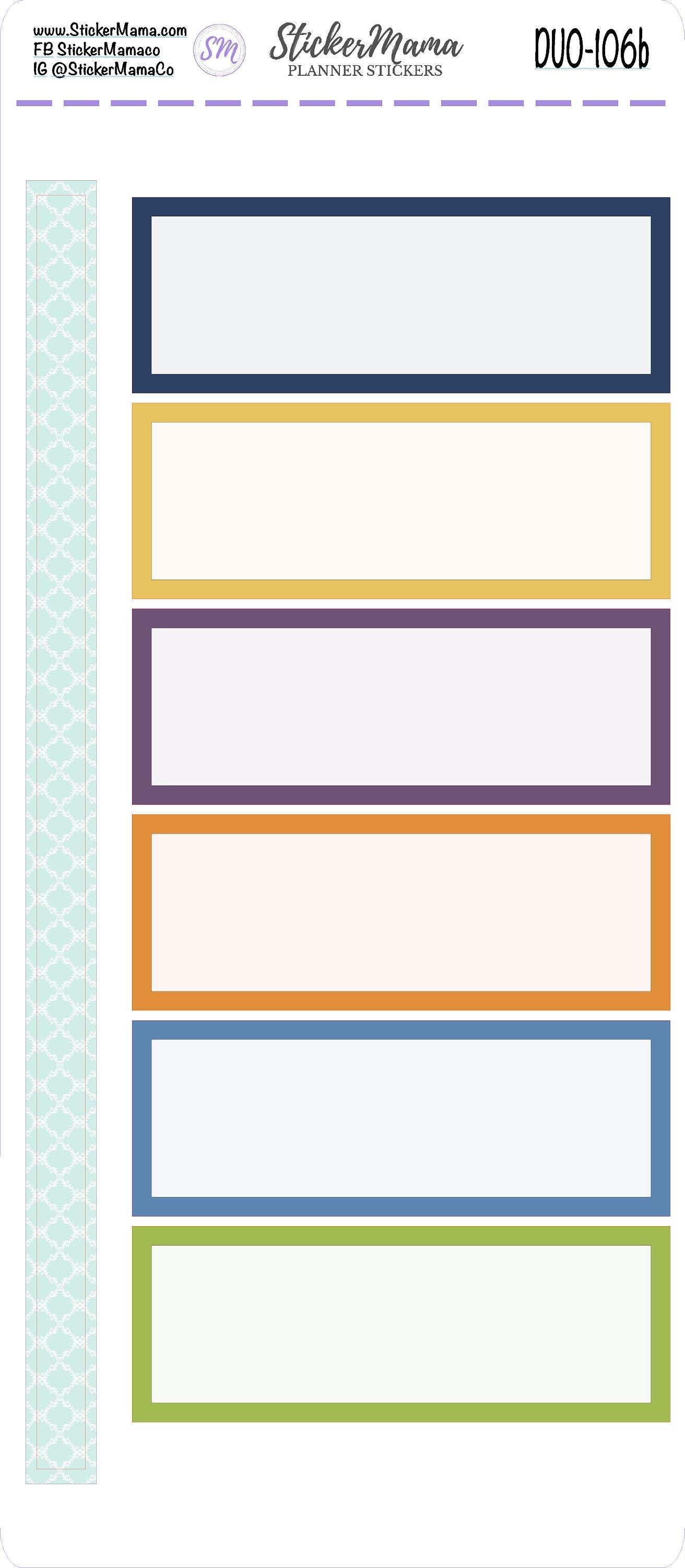 Daily Duo 7x9 103 - 106 - Ec Daily Duo 7x9 Time Block Stickers - Time Box Stickers - Daily Duo 7x9 Planner Stickers