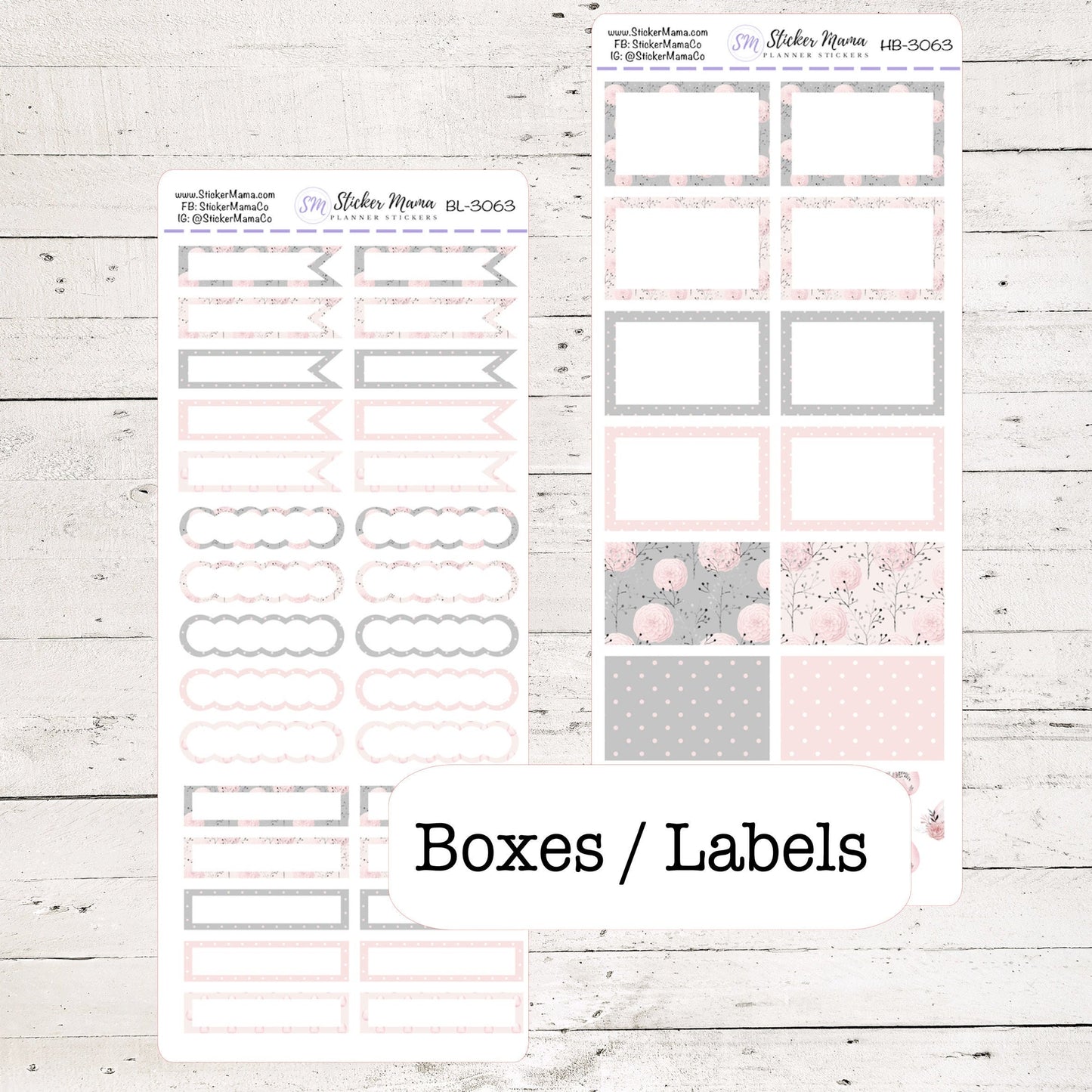 BL-3063 - HB-3063 BASIC Label Stickers - Easter - Half Boxes - Planner Stickers - Full Box for Planners
