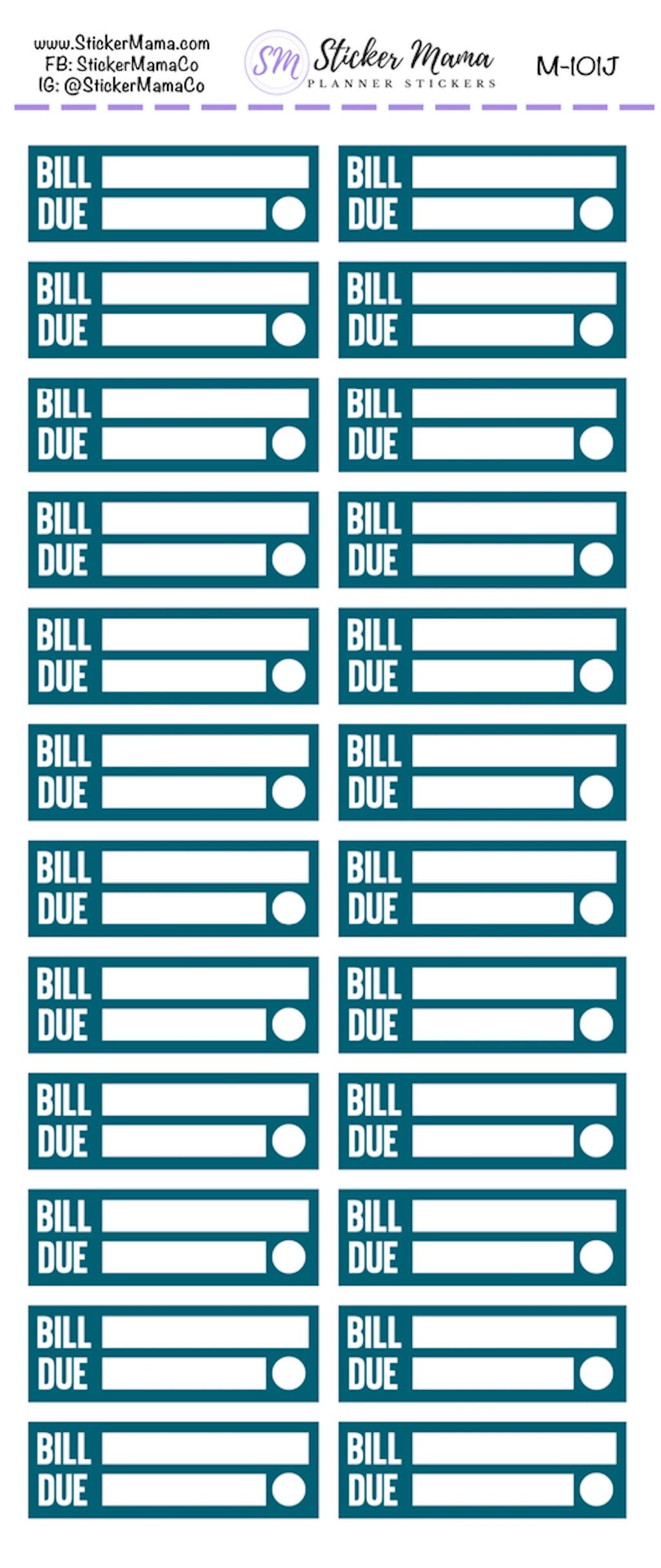 M-101 - BILL PAY STICKERS - Planner Stickers - Bill Pay for Planners