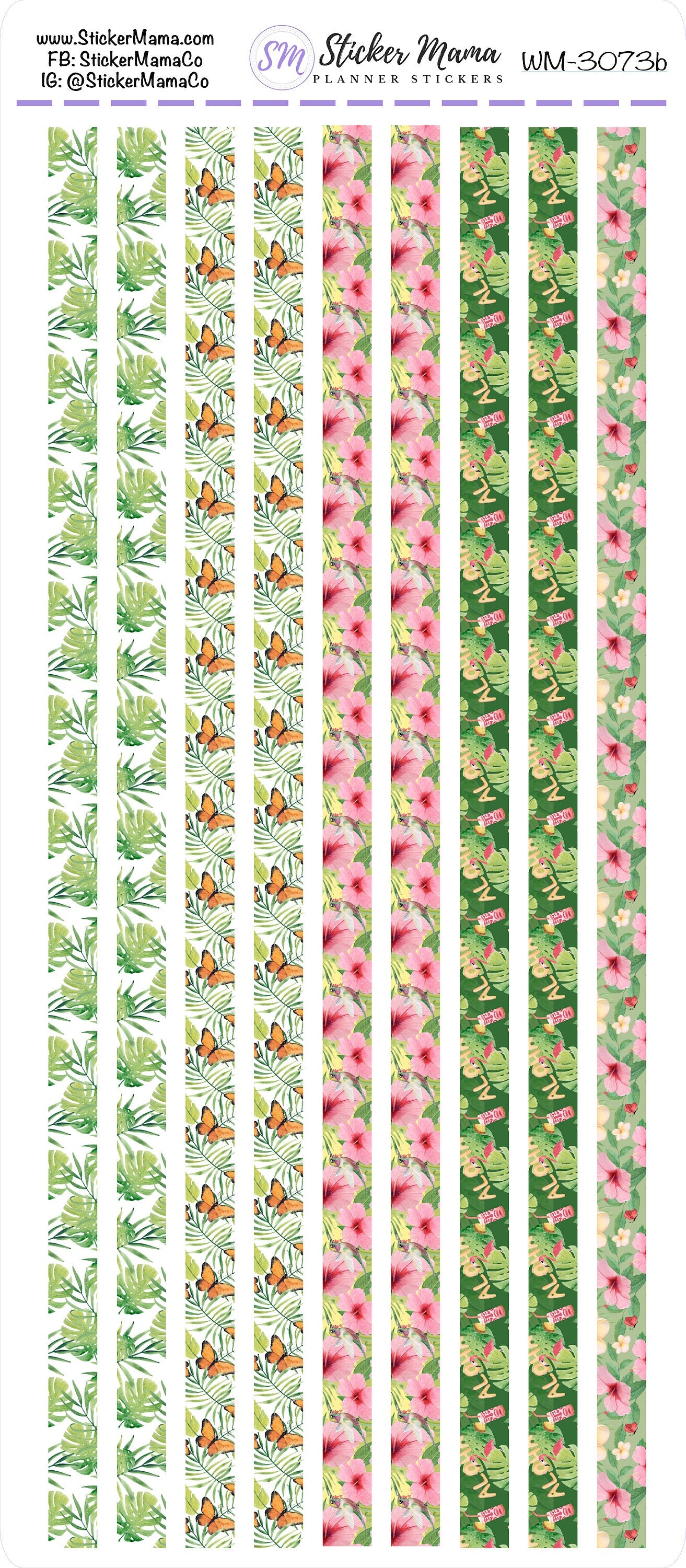 W-3073 - WASHI STICKERS - Tropical Summer - Planner Stickers - Washi for Planners