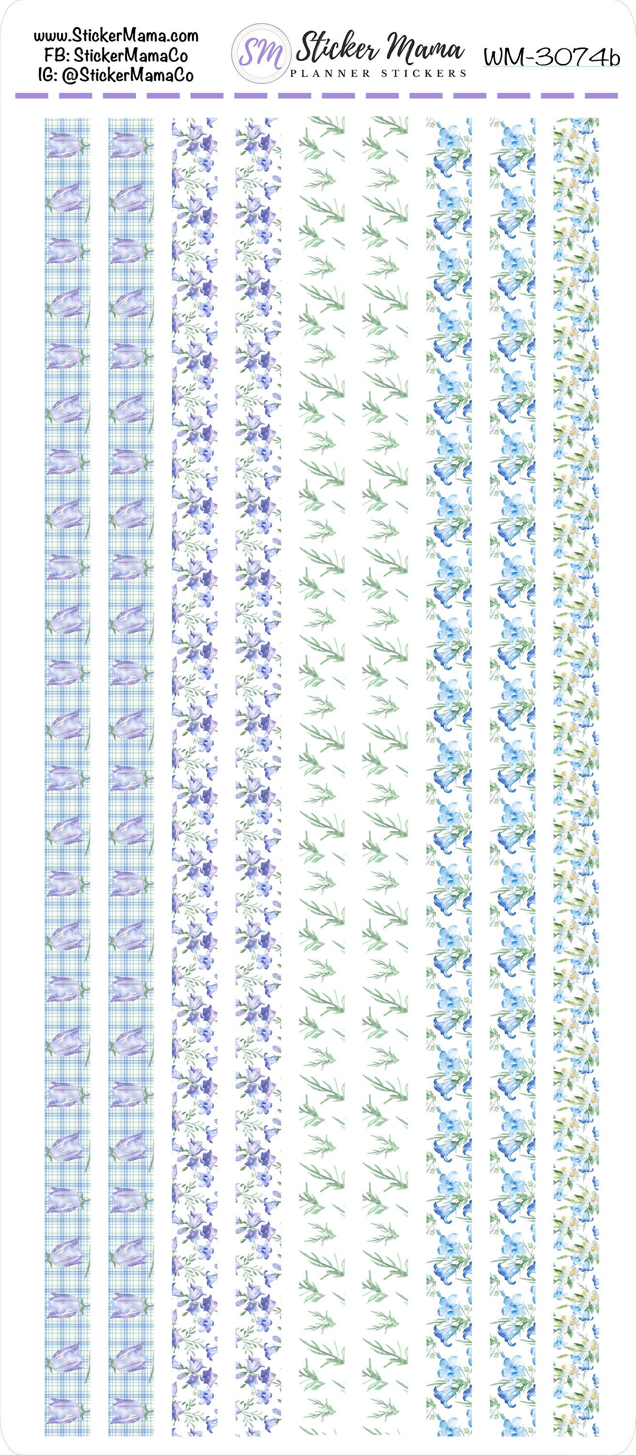 W-3074 - WASHI STICKERS - Bellfowers - Planner Stickers - Washi for Planners