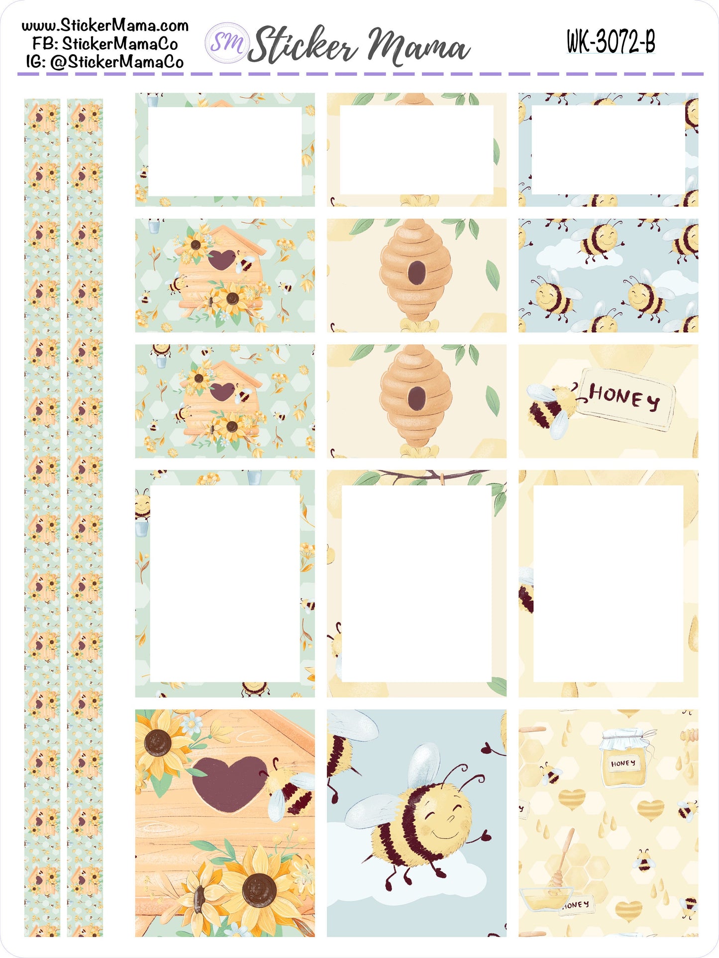 NEW WK-3072 - Honey Bees || Weekly Planner Kit || Erin Condren || Hourly Planner Kit || Vertical Planner Kit