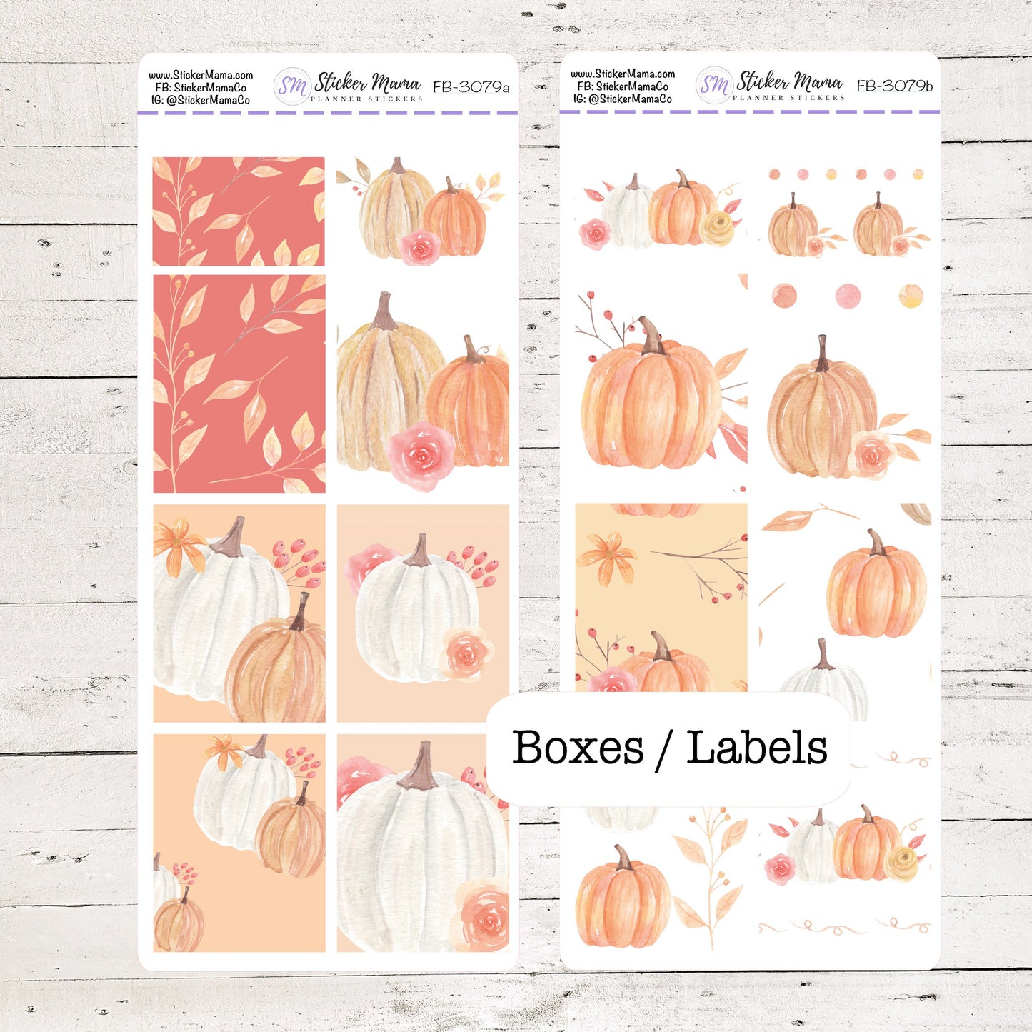 FB-3079 - FULL BOX Stickers - Pumpkins October Stickers - Planner Stickers - Full Box for Planners
