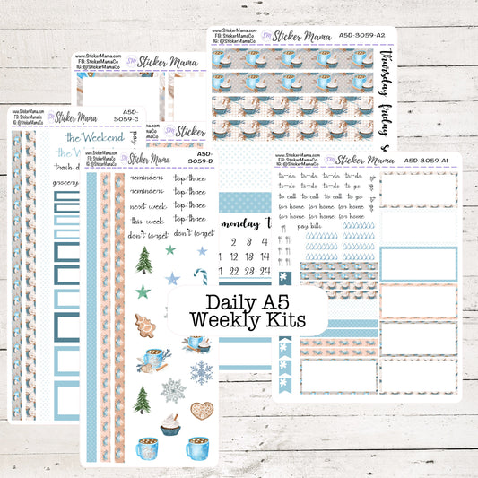Daily A5/Daily Duo A5 -3059 - Christmas Winter || Erin Condren Daily Duo A5 Agenda Planner Kit || A5 Daily Sticker Kit
