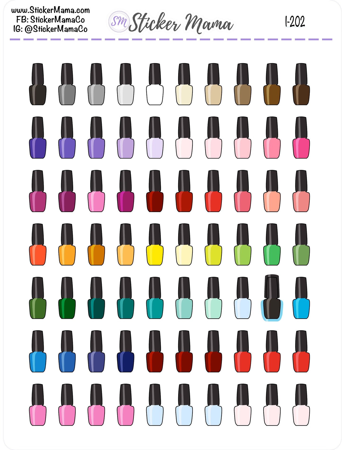 NAIL POLISH PLANNER Stickers I-202 - Nail Polish Stickers - Polish  - Stickers for Nails