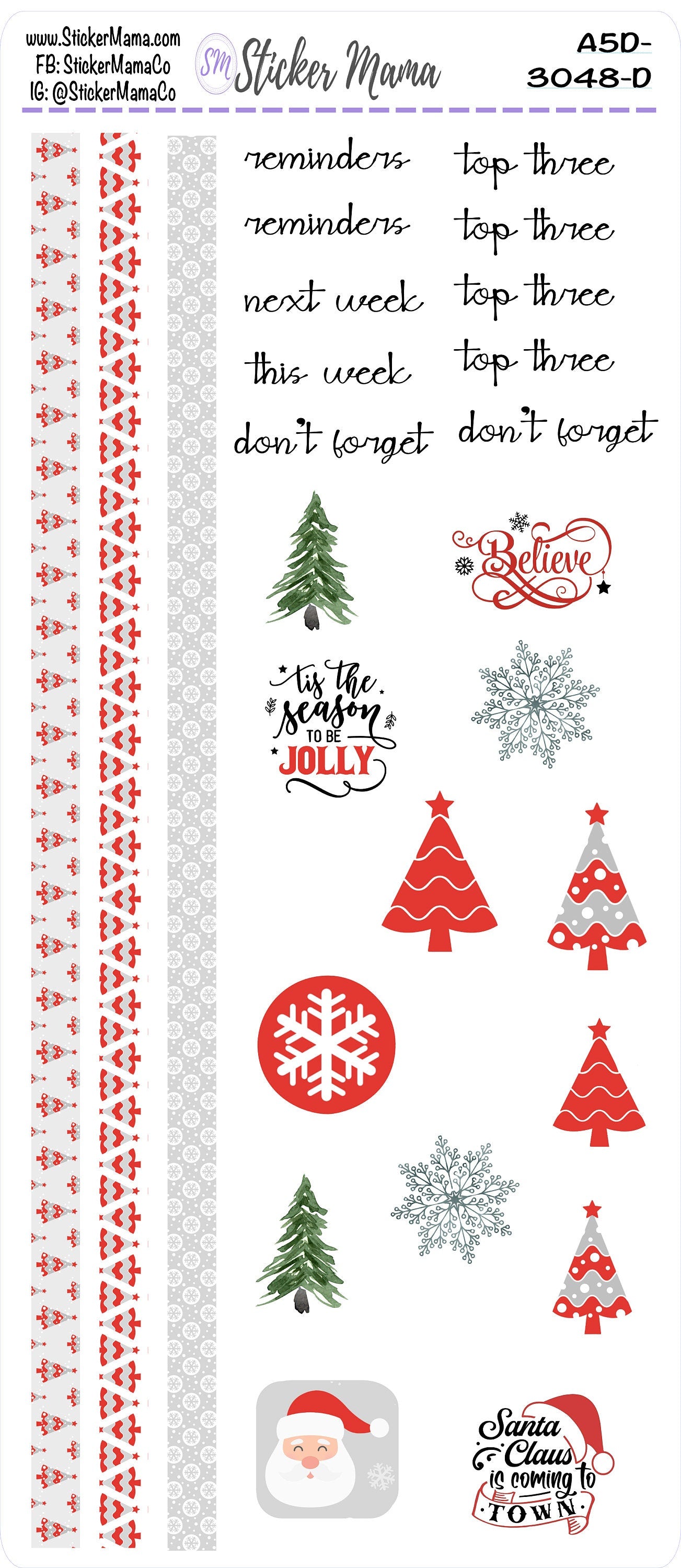 Daily A5/Daily Duo A5 -3048 - New Christmas || Erin Condren Daily Duo A5 Agenda Planner Kit || A5 Daily Sticker Kit