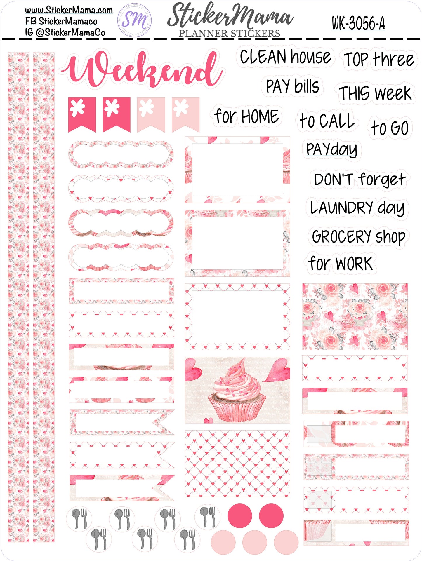 NEW WK-3056 - Sweet Valentine's - || Weekly Planner Kit || Erin Condren || Hourly Planner Kit || Vertical Planner Kit