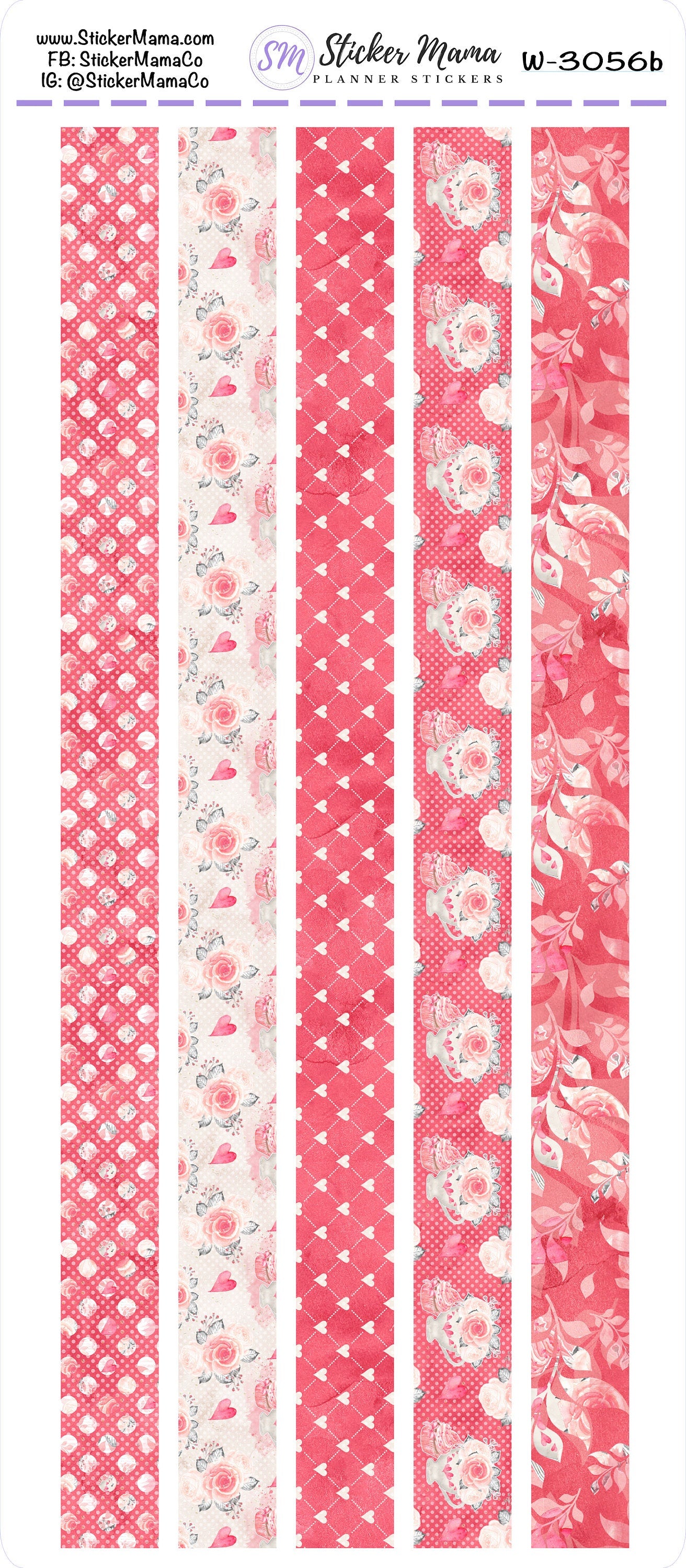W-3056 - WASHI STICKERS - Sweet Valentine's - Planner Stickers - Washi for Planners