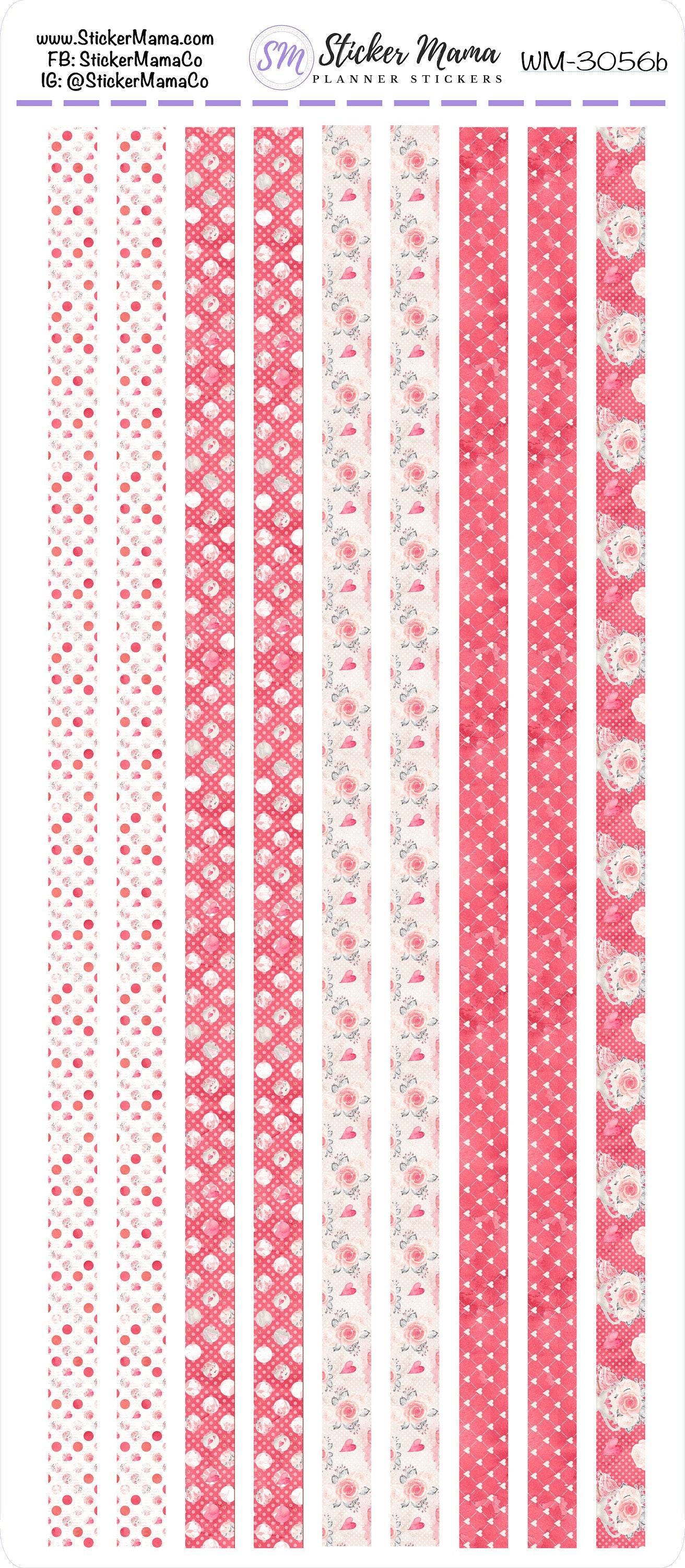 W-3056 - WASHI STICKERS - Sweet Valentine's - Planner Stickers - Washi for Planners