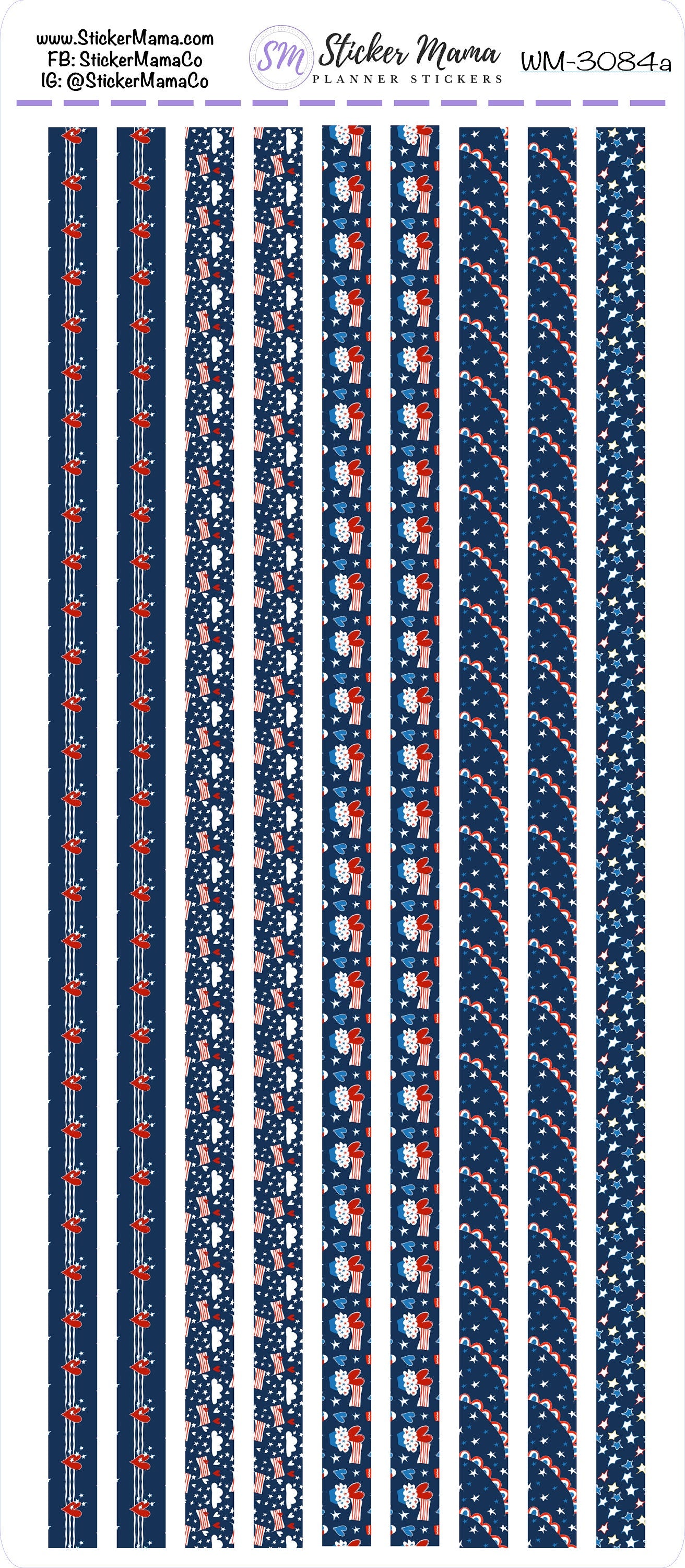 W-3084 - WASHI STICKERS - 4th of July - Planner Stickers - Washi for Planners