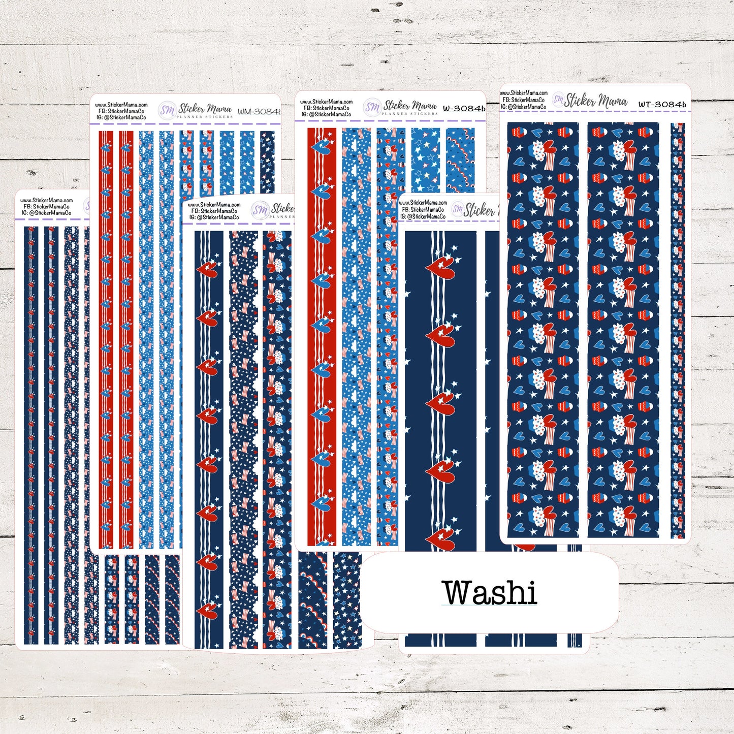 W-3084 - WASHI STICKERS - 4th of July - Planner Stickers - Washi for Planners