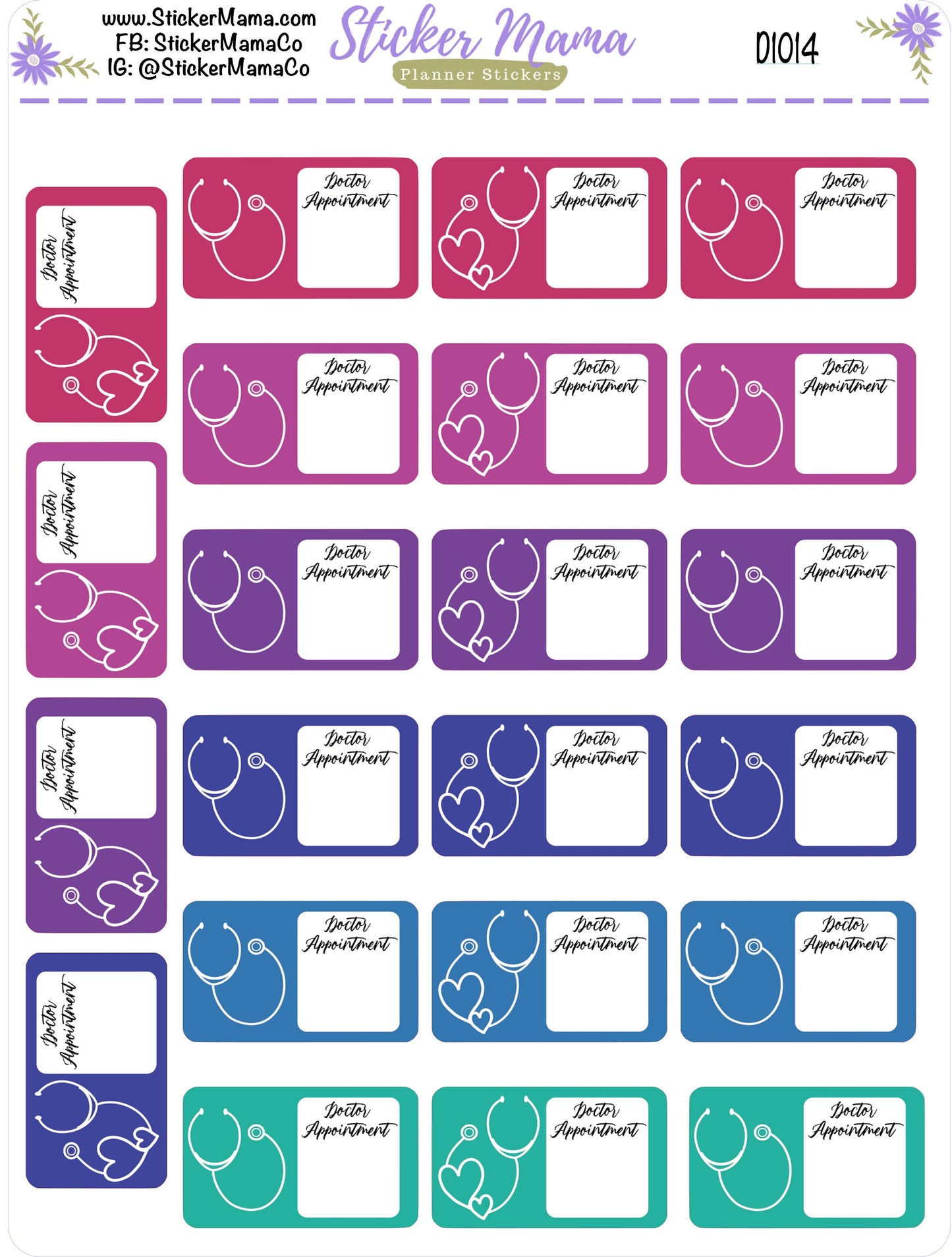 D1014 - DR APPOINTMENT STICKERS - Planner Stickers - Dr Appointment Stickers for Planners