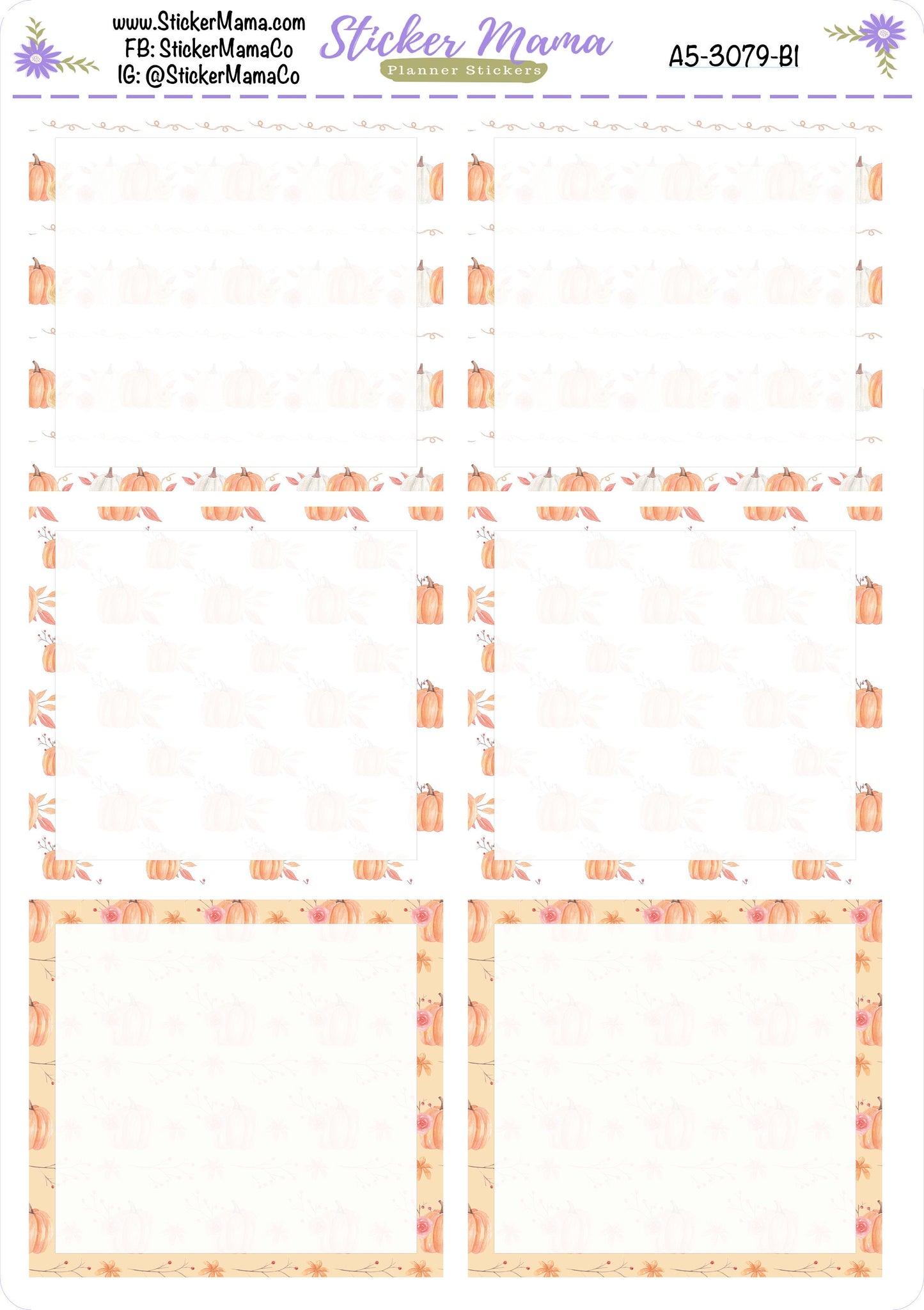 A5 Daily Duo -3079 - Pumpkin October Stickers Planner Stickers - Daily Duo A5Planner - Daily Duo Stickers - Daily Planner