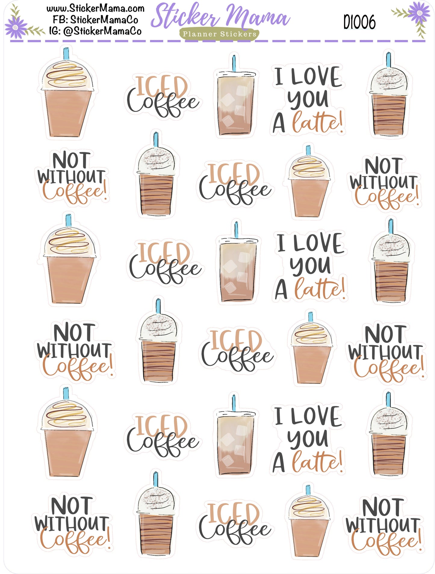 D1006 || ICED COFFEE PLANNER Stickers - Coffee Stickers - Coffee Lover - Stickers for Coffee Lovers