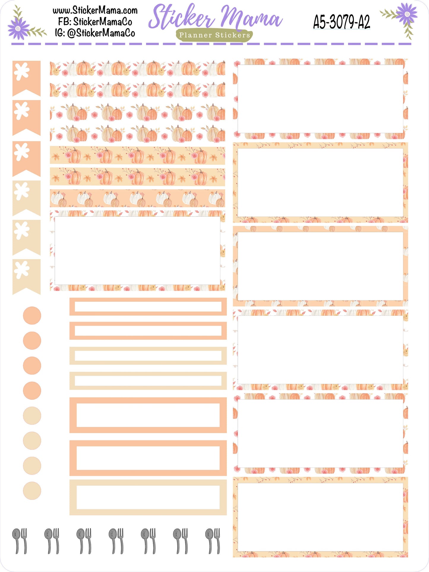 A5 Daily Duo -3079 - Pumpkin October Stickers Planner Stickers - Daily Duo A5Planner - Daily Duo Stickers - Daily Planner