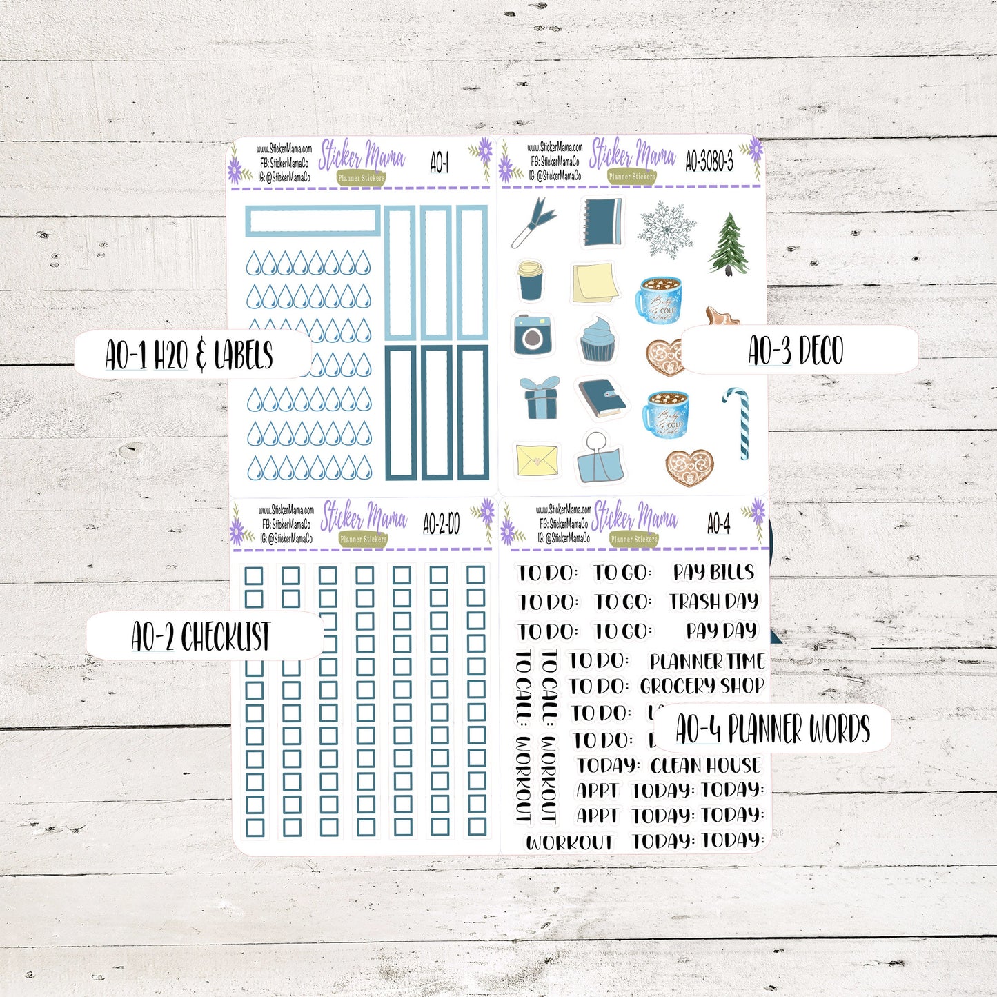 NEW WK-3059a - Christmas Winter 2 Stickers || Weekly Planner Kit || Erin Condren || Hourly Planner Kit || Vertical Planner Kit