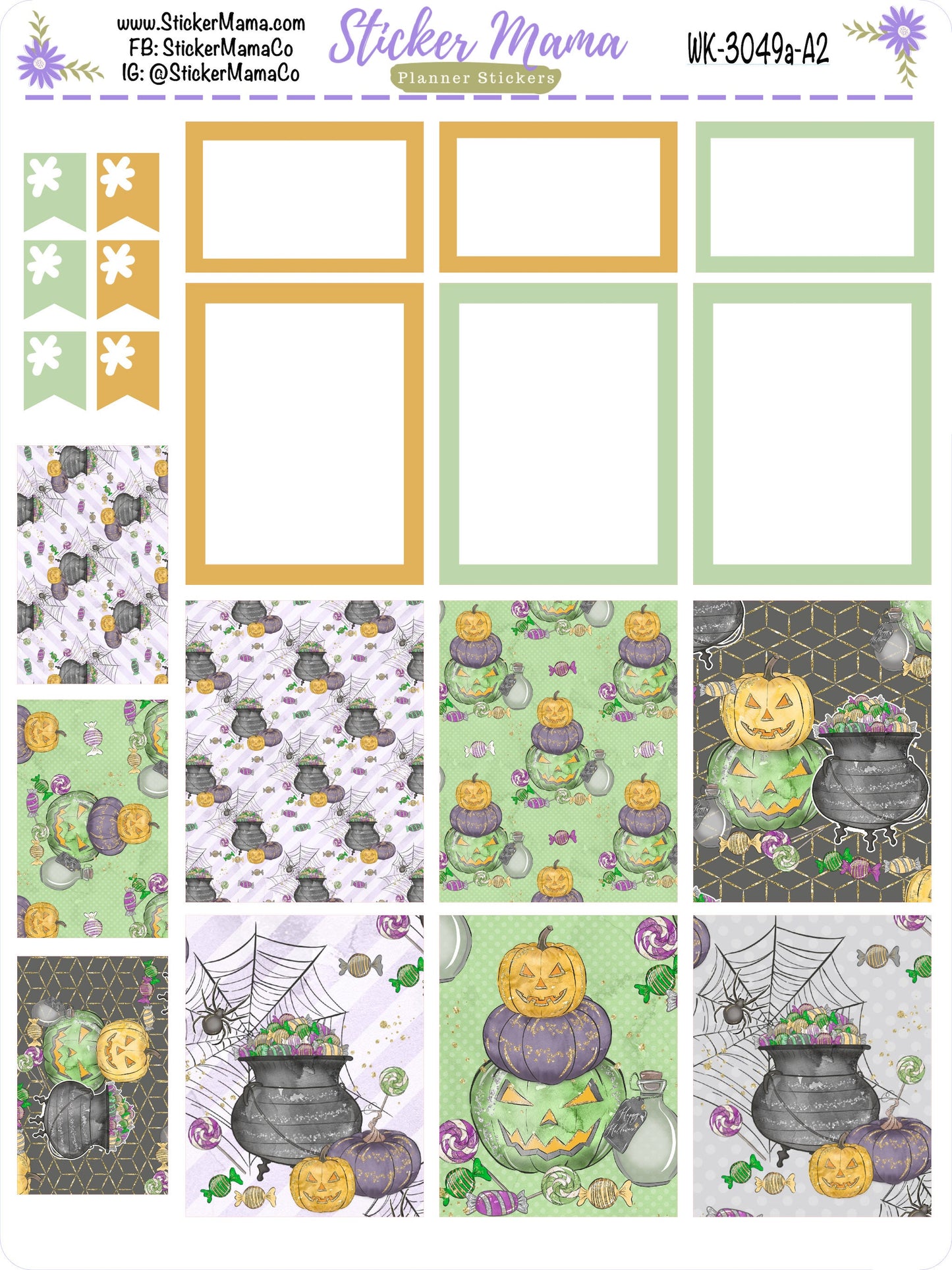 NEW WK-3049a - Cute Halloween 2 || Weekly Planner Stickers || Weekly Planner Kit || Erin Condren || Hourly Planner Kit || Vertical Planner