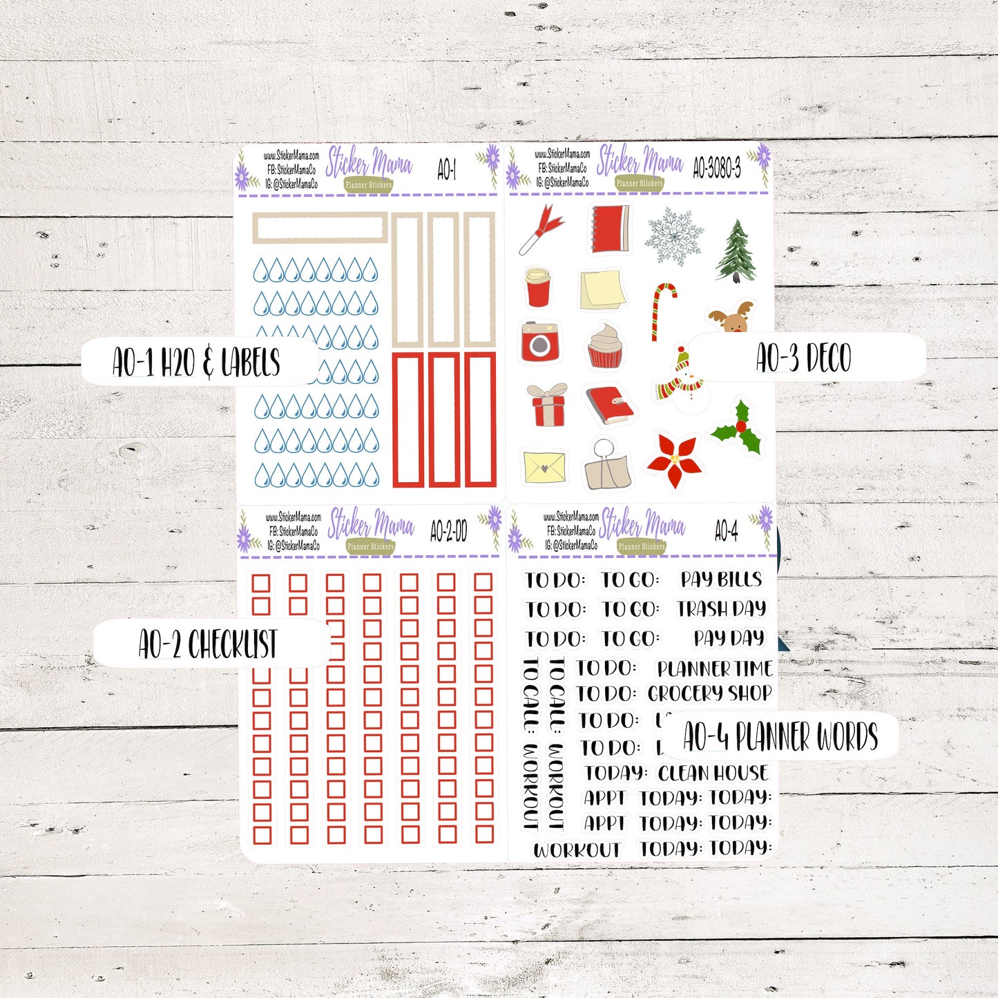 NEW WK-3080a - Traditional Christmas 2 || Weekly Planner Kit || Erin Condren || Hourly Planner Kit || Vertical Planner Kit