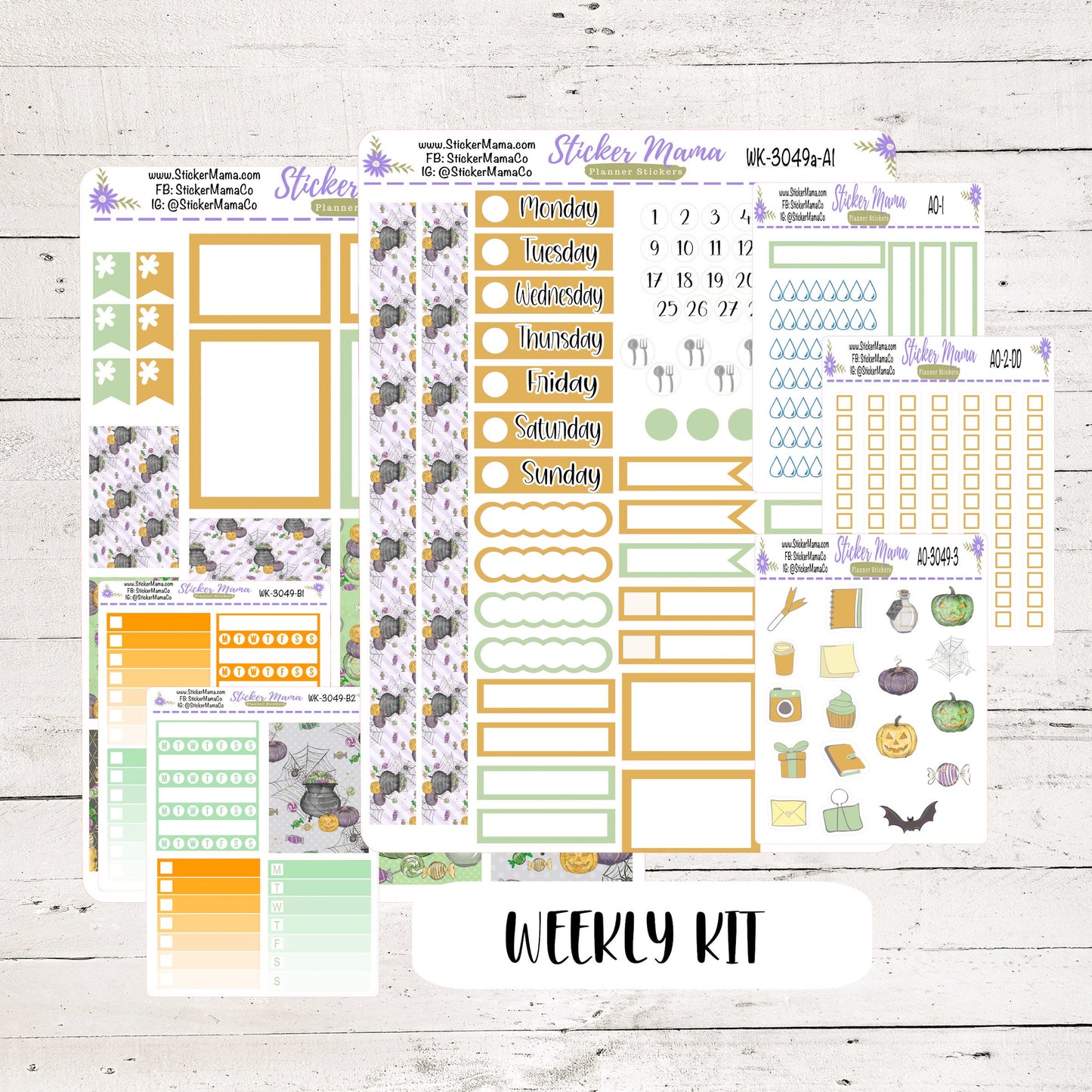 NEW WK-3049a - Cute Halloween 2 || Weekly Planner Stickers || Weekly Planner Kit || Erin Condren || Hourly Planner Kit || Vertical Planner