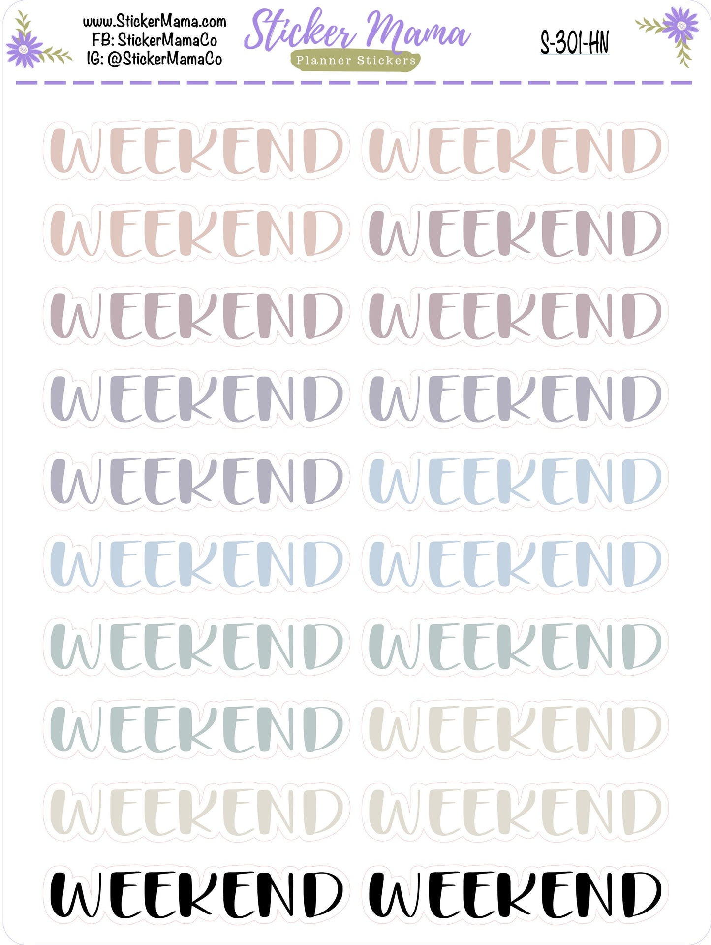 S-301 - WEEKEND STICKERS || Weekend Planner Stickers || Script Stickers