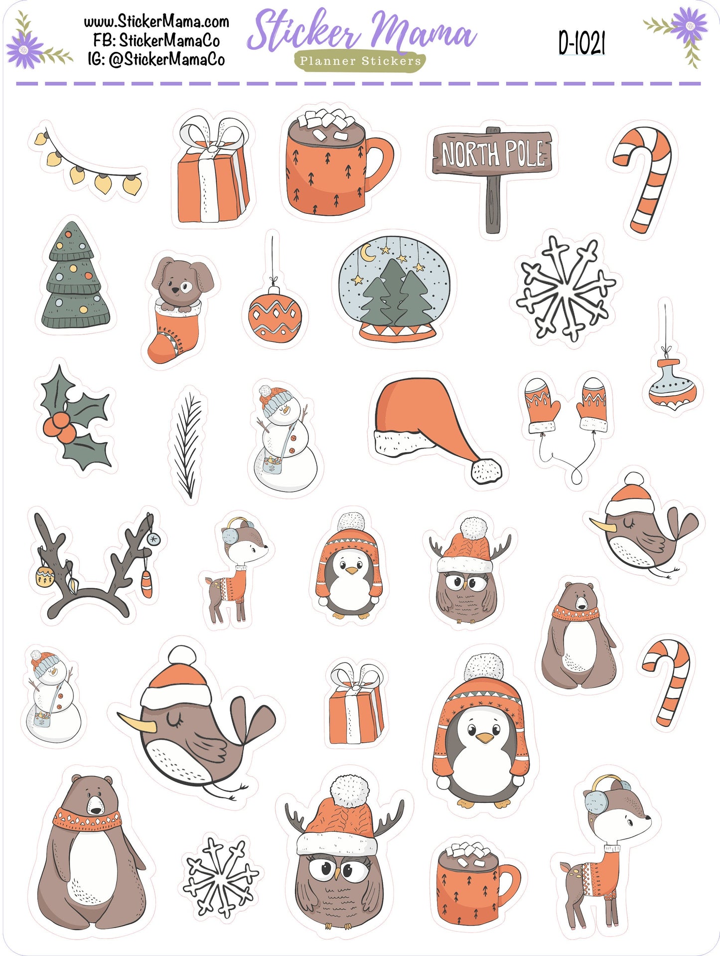 D1021 || CHRISTMAS CUTIES PLANNER Stickers || Winter Stickers || Planner Stickers for Winter