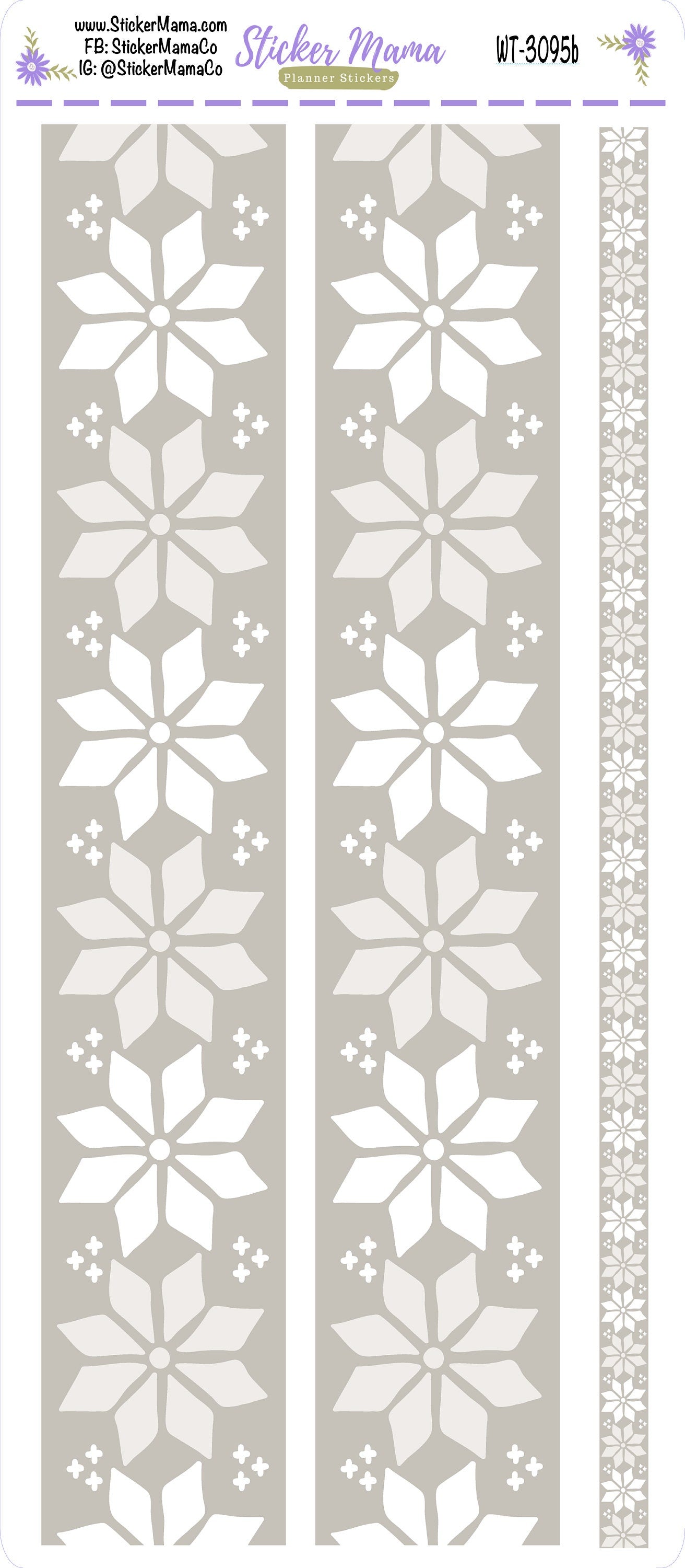 W-3095- WINTER GREY || Washi Stickers || Planner Stickers || Washi for Planners