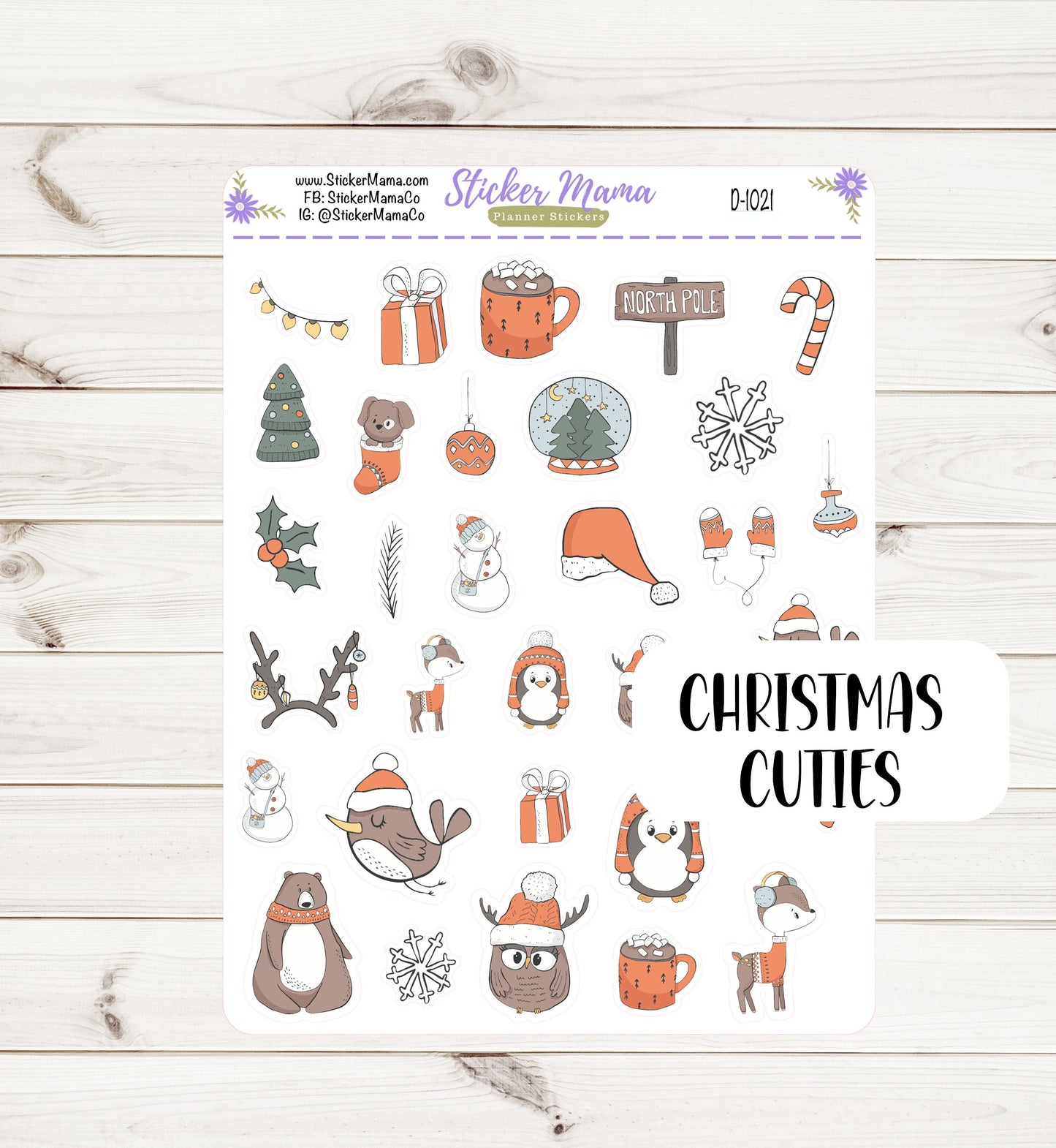 D1021 || CHRISTMAS CUTIES PLANNER Stickers || Winter Stickers || Planner Stickers for Winter