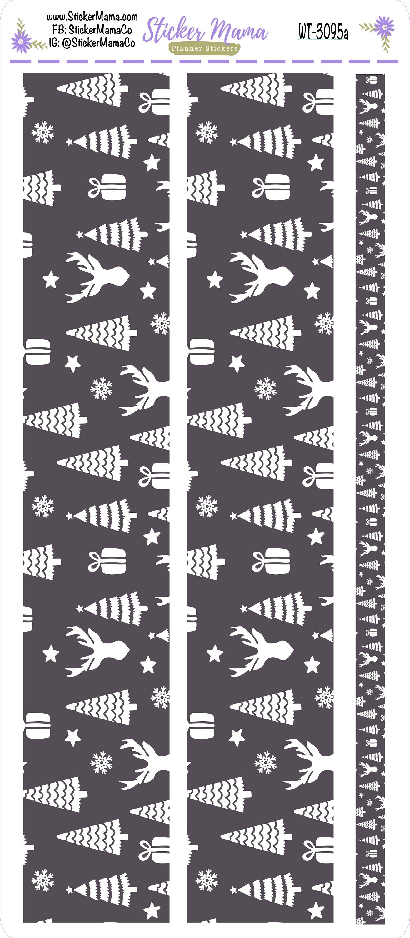 W-3095- WINTER GREY || Washi Stickers || Planner Stickers || Washi for Planners