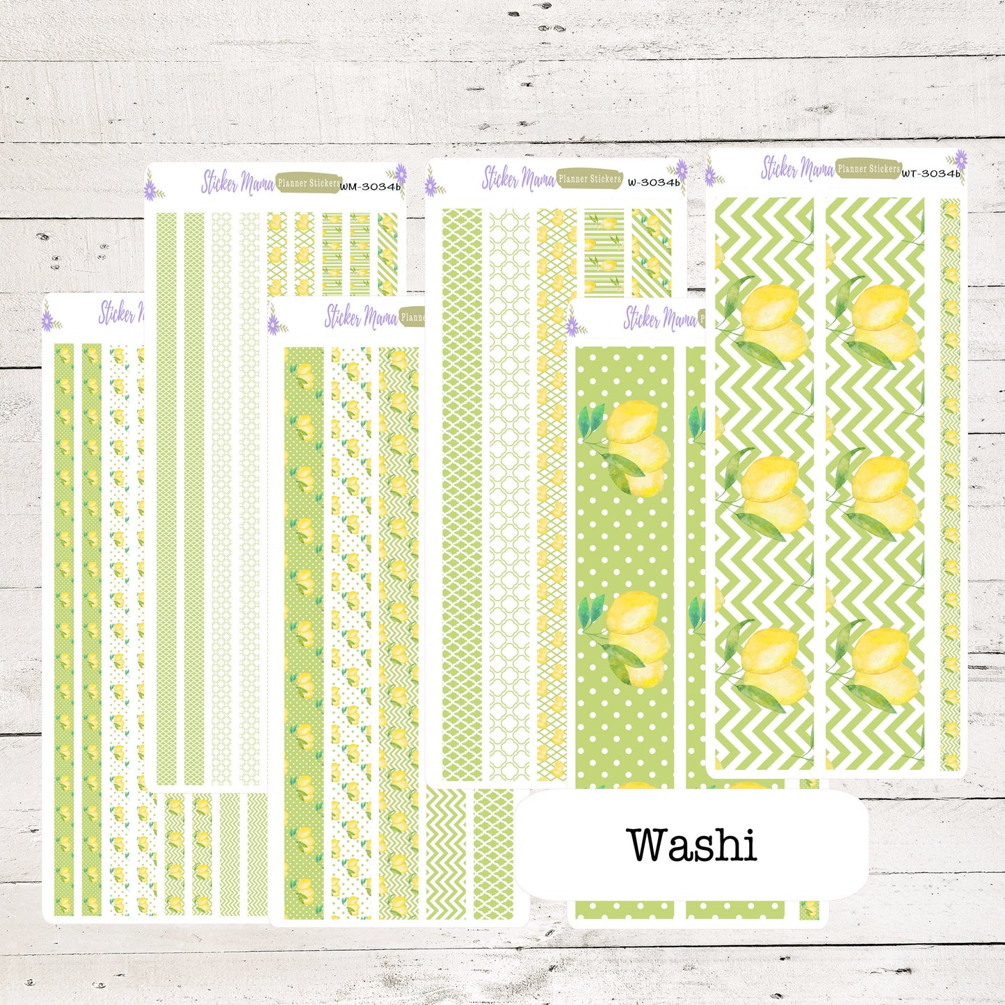 W-3034- Watercolor Lemons Washi Stickers || Planner Stickers || Washi for Planners