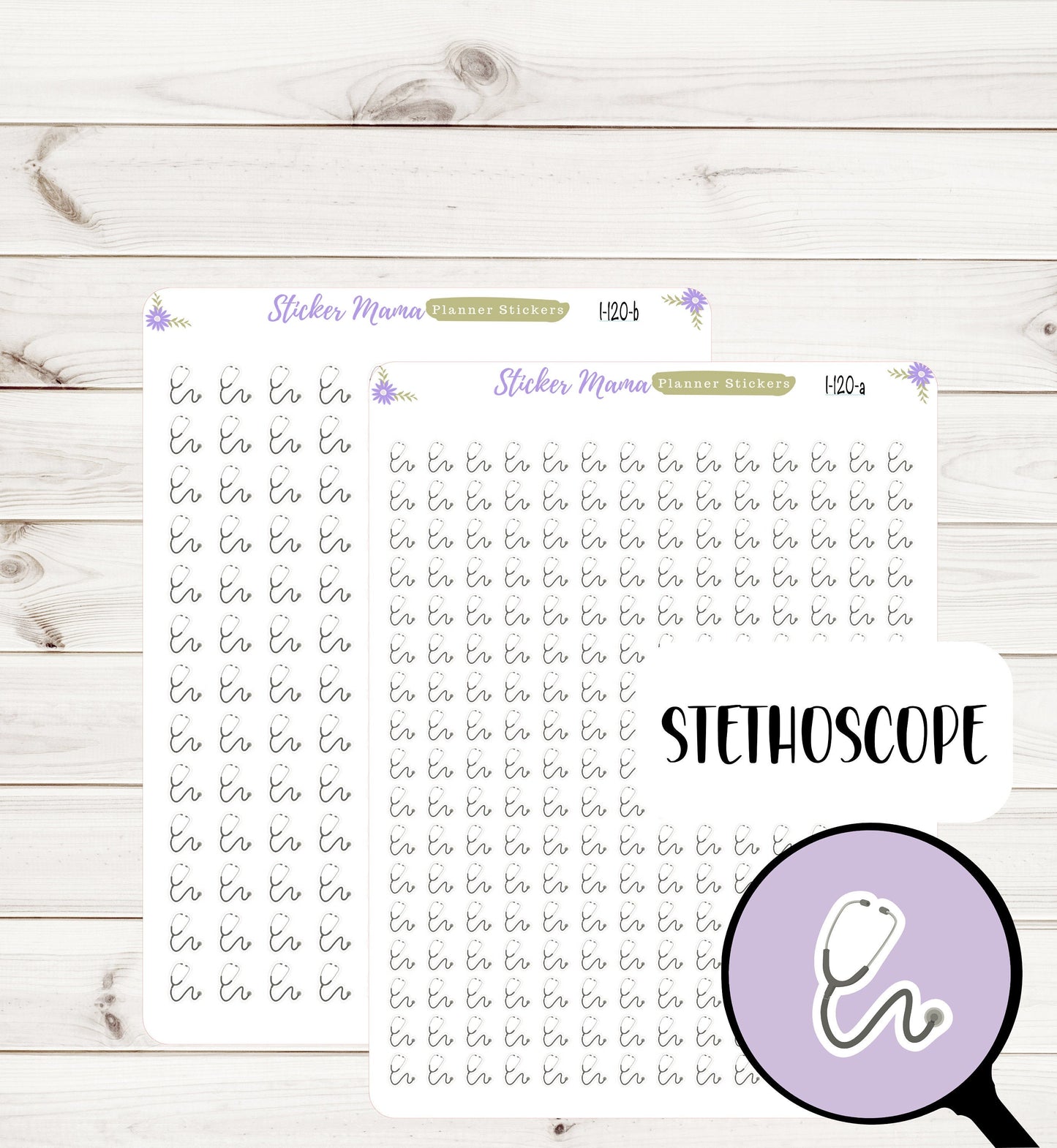 I-120 STETHOSCOPE PLANNER Stickers || Medical Stickers || Stethoscope Stickers || Health Care Stickers