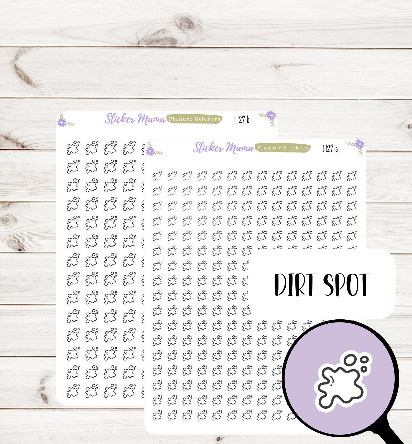 I-127 DIRT SPOT PLANNER Stickers || Dirt Spot Stickers || Cleaning Stickers || House Cleaning Stickers