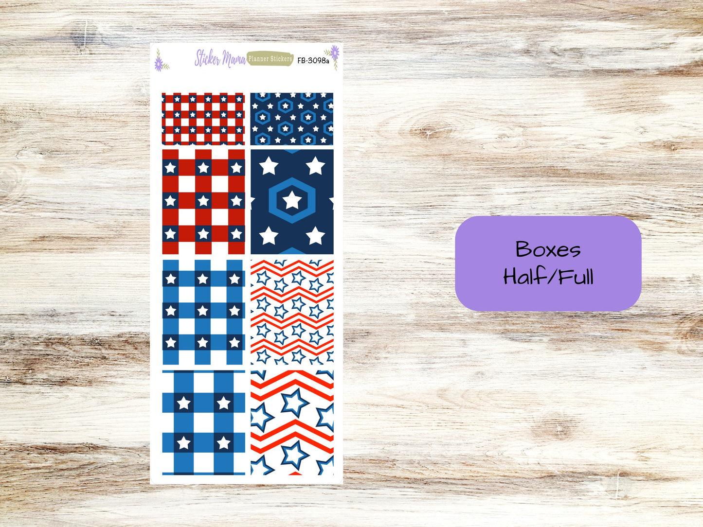 FB-3098 - FULL BOX || Stars and Stripes || Stickers || Planner Stickers -|| Full Box for Planners