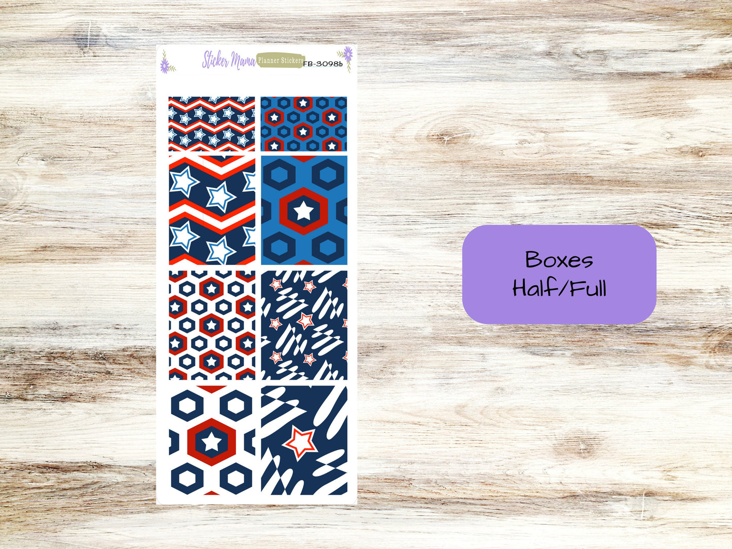 FB-3098 - FULL BOX || Stars and Stripes || Stickers || Planner Stickers -|| Full Box for Planners