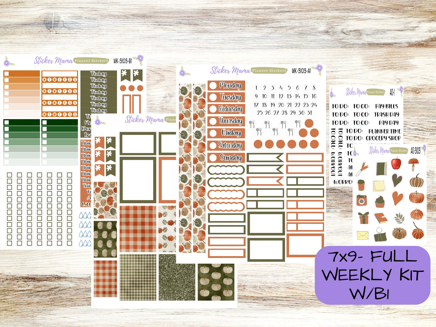 WEEKLY KIT-3103 - Harvest Thanksgiving  || Weekly Planner Kit || Erin Condren || Hourly Planner Kit || Vertical Planner Kit