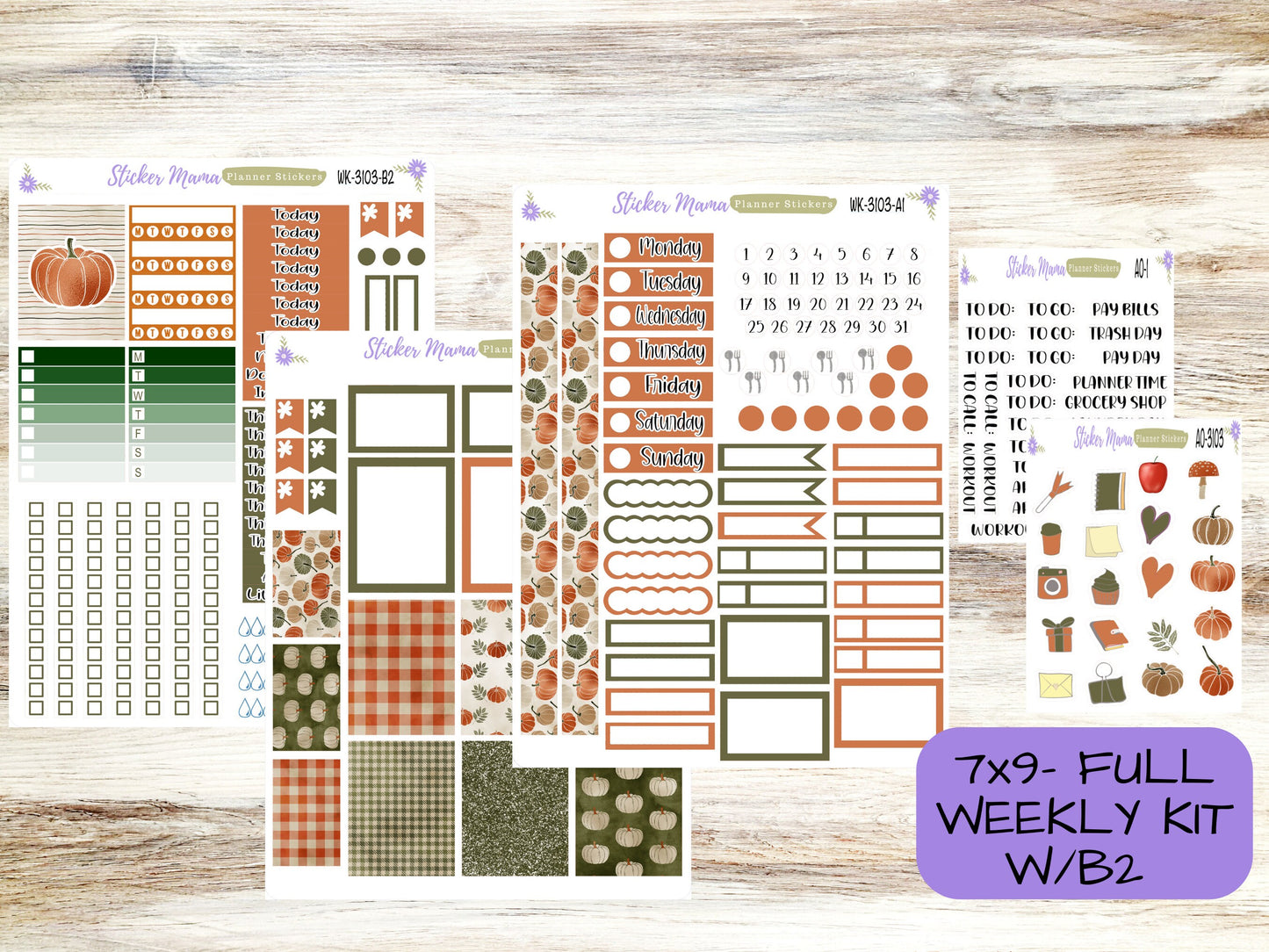 WEEKLY KIT-3103 - Harvest Thanksgiving  || Weekly Planner Kit || Erin Condren || Hourly Planner Kit || Vertical Planner Kit