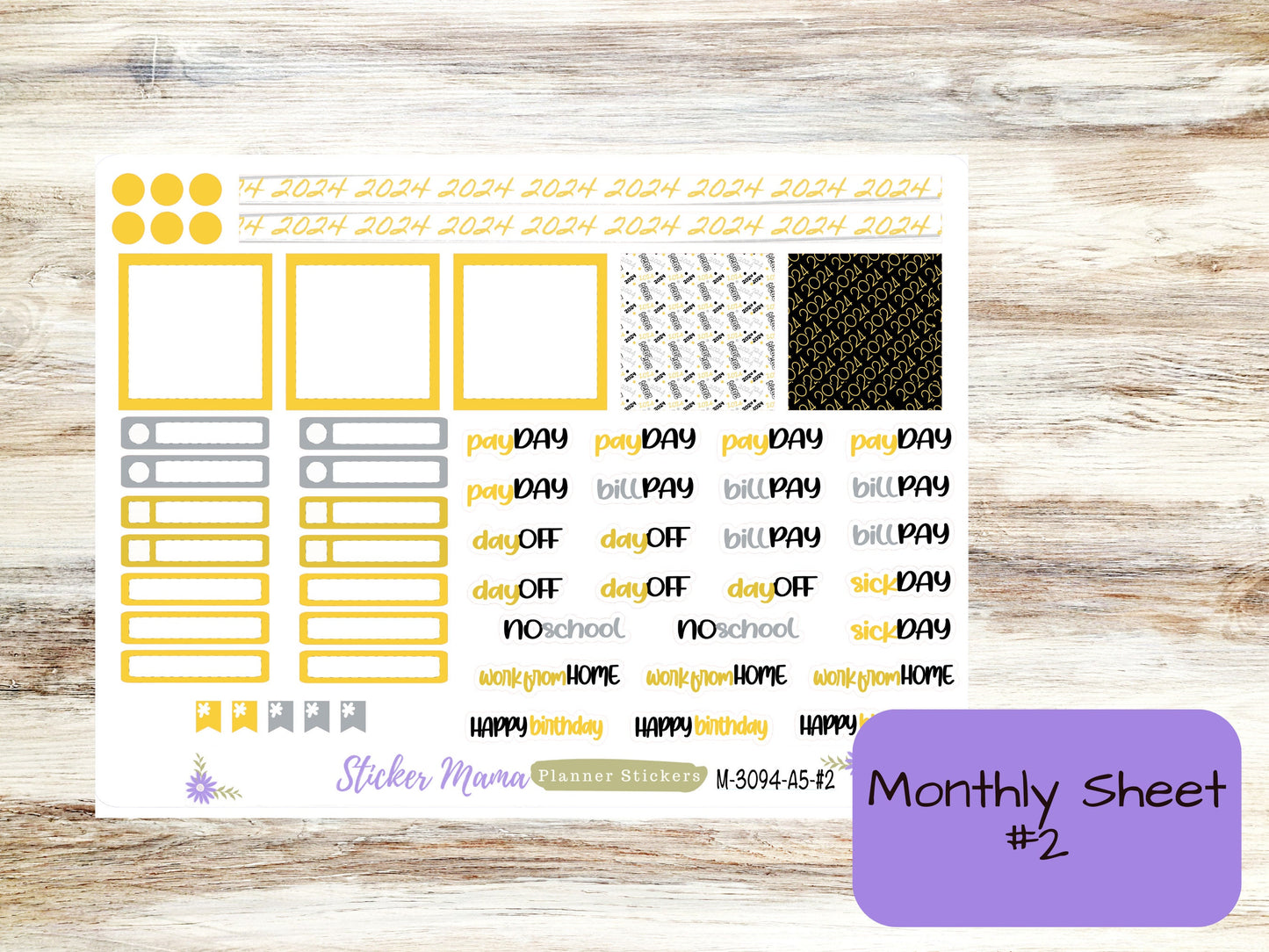 MONTHLY KIT-3094 || A5 || Happy New Year  || - ec January Monthly Kit - January Monthly Planner Kits - Monthly Pages