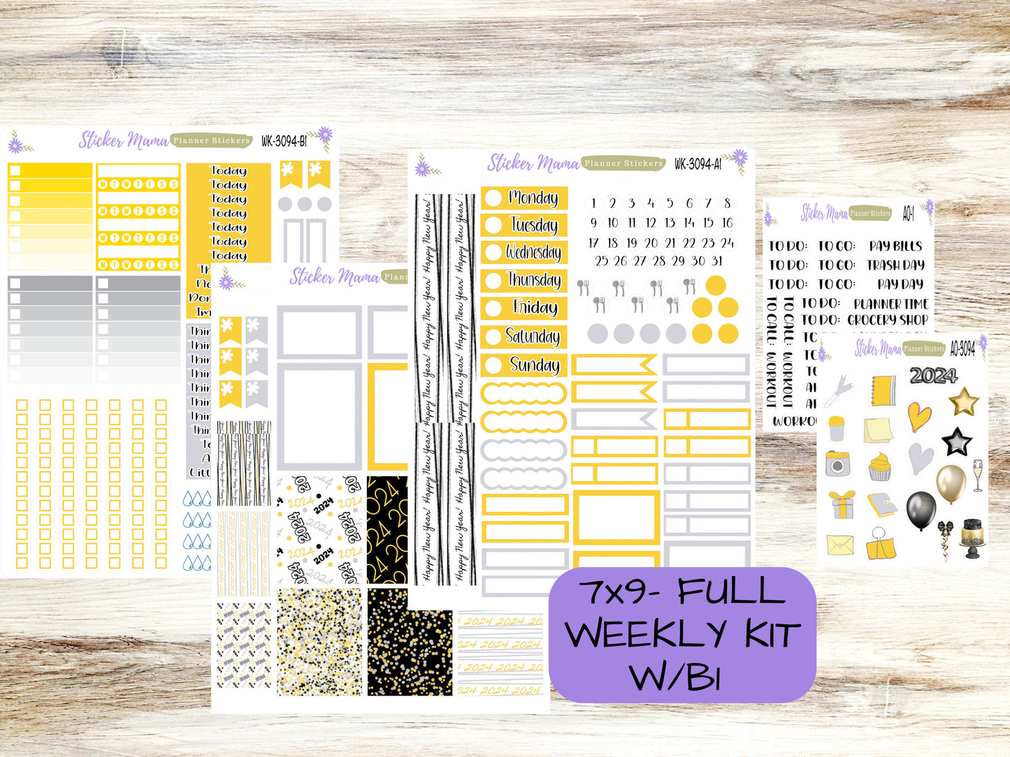 WK-3094 - Happy New Year  || Weekly Planner Kit || Erin Condren || Hourly Planner Kit || Vertical Planner Kit