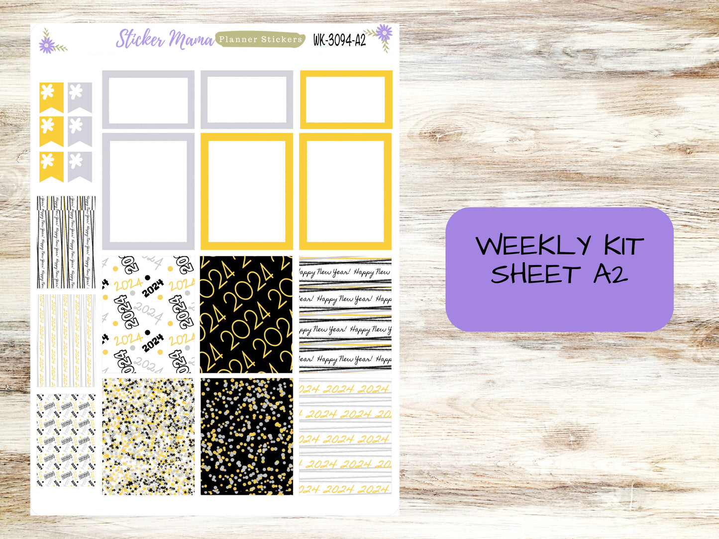 WK-3094 - Happy New Year  || Weekly Planner Kit || Erin Condren || Hourly Planner Kit || Vertical Planner Kit