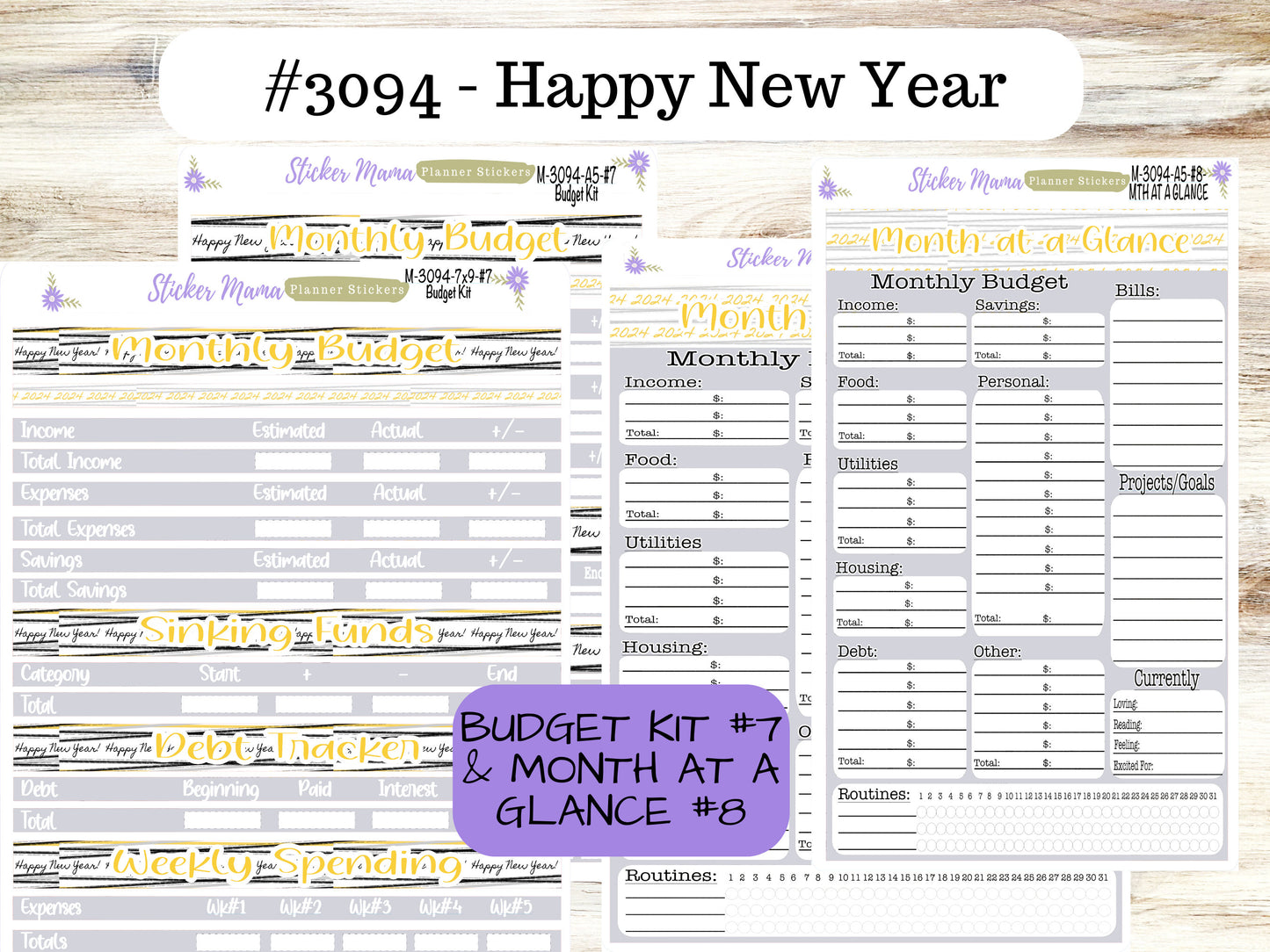 BUDGET - MONTH @ a GLANCE-3094 || A5 & 7x9 || January Budget Sticker Kit || Notes Page Stickers || Planner Budget Kit