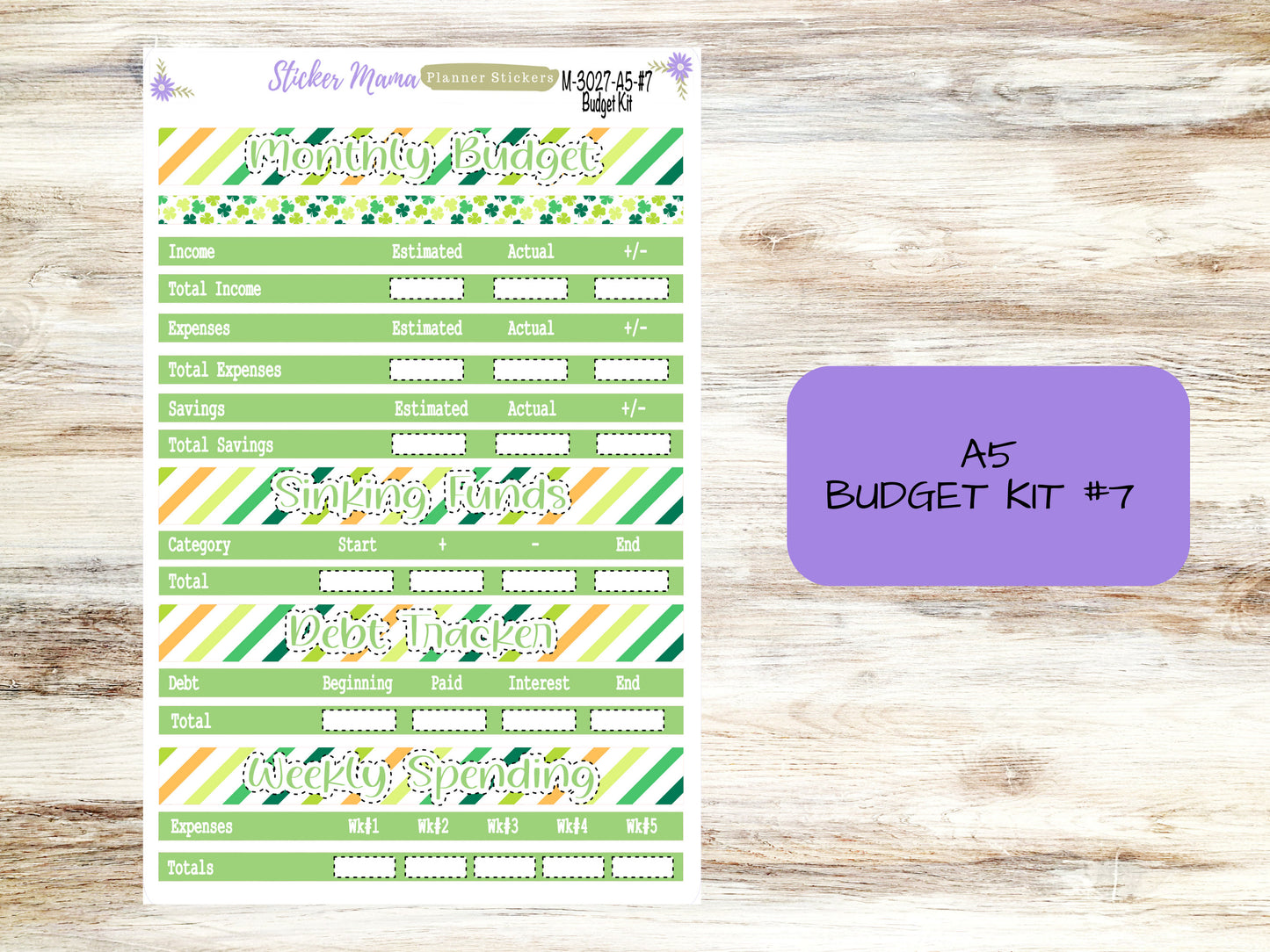 BUDGET - MONTH @ a GLANCE- 3027 || A5 & 7x9 || Budget Sticker Kit || Notes Page Stickers || Planner Budget Kit