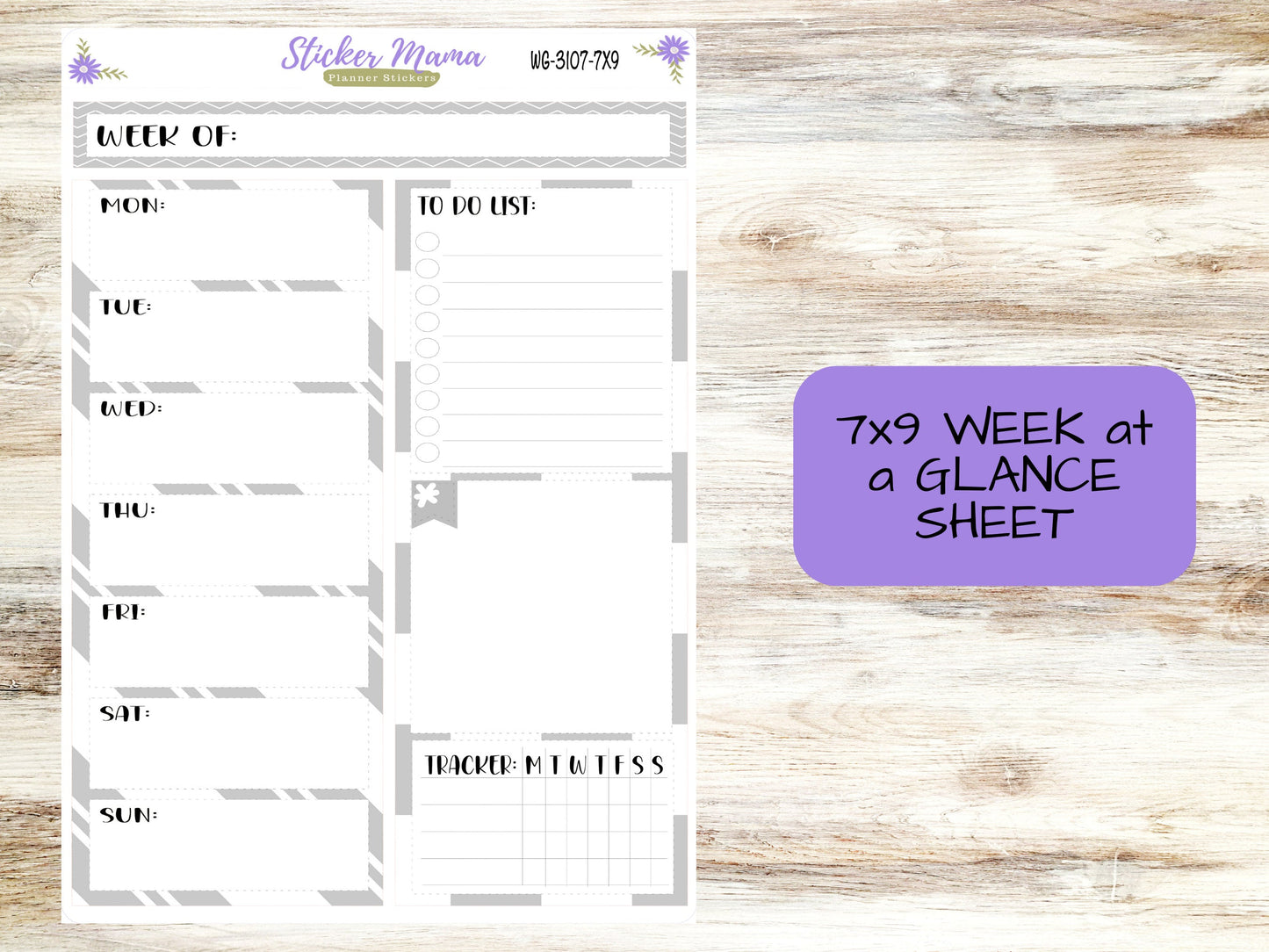 WEEK at a GLANCE-Kit #3107  || Neutral, Grey White  || Week at a Glance - weekly glance 7x9 or a5