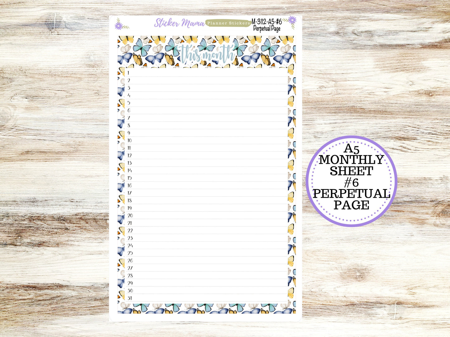 MONTHLY KIT-3112 || A5 || Butterflies Spring Stickers  || - ec June Monthly Kit - June Monthly Planner Kits - Monthly Pages