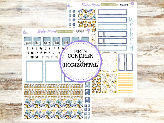 A5 Horizontal || #3112 || Spring Butterfly Kit || A5 Weekly Kit || Planner Stickers || Erin Condren A5 Horizontal Weekly Kit