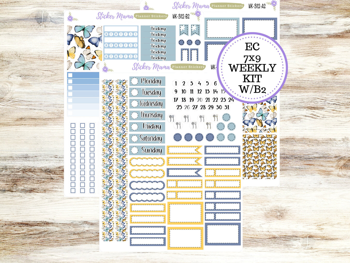 WK-3112 - Spring Butterly Kit  || Weekly Planner Kit || Erin Condren || Hourly Planner Kit || Vertical Planner Kit