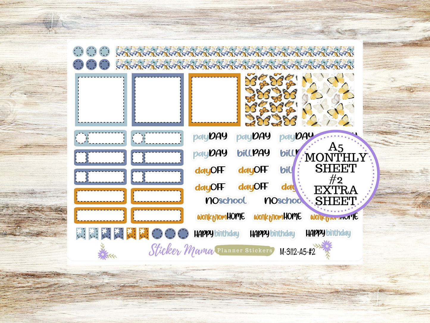 MONTHLY KIT-3112 || A5 || Butterflies Spring Stickers  || - ec June Monthly Kit - June Monthly Planner Kits - Monthly Pages